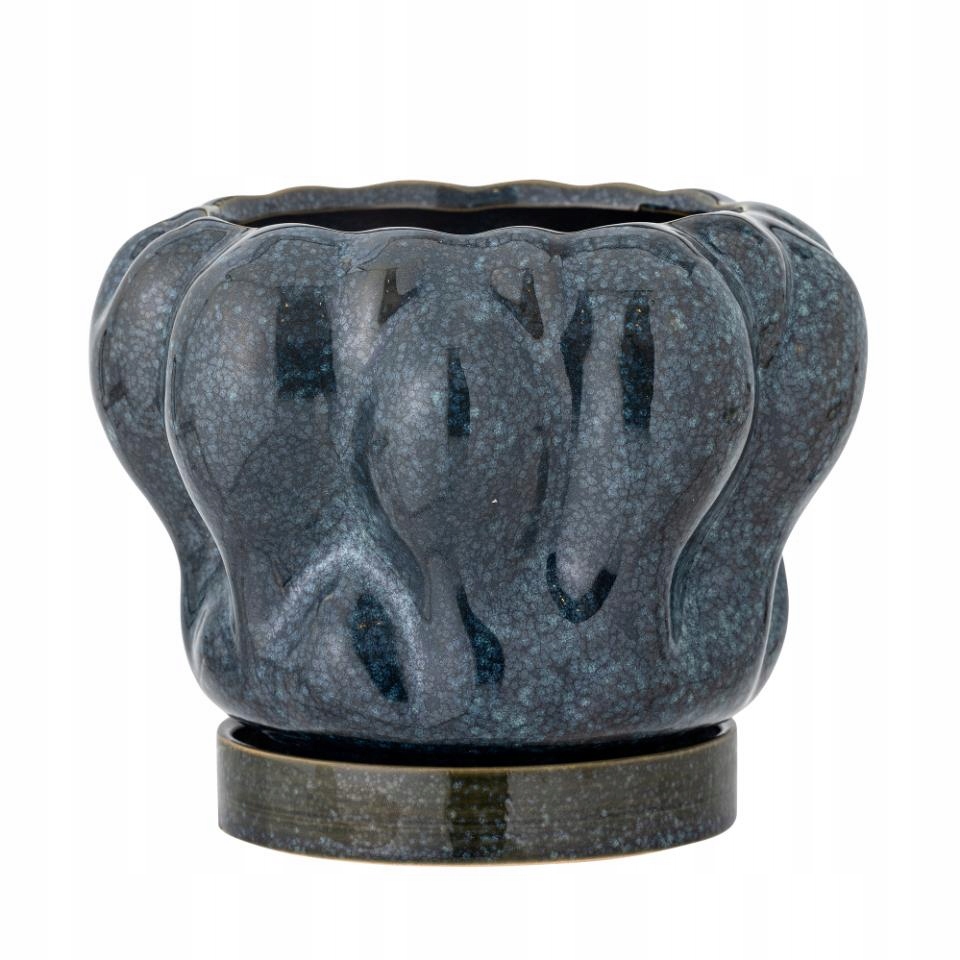 Bloomingville Hollis Květináč na květiny s podšálkem Modrý