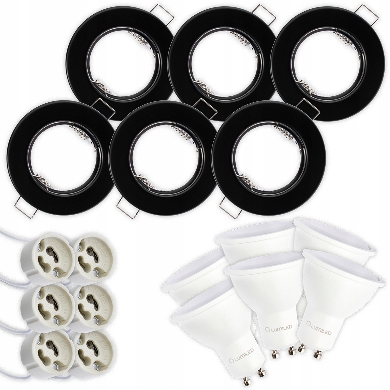 

6x Oprawa Halogenowa Stała Czarna Led GU10 8W