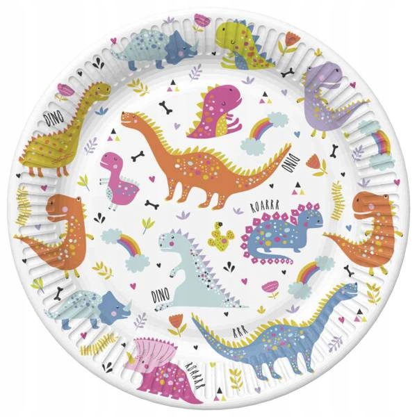 

Talerzyki Dinozaury Dino Tęcza Urodziny 18 CM