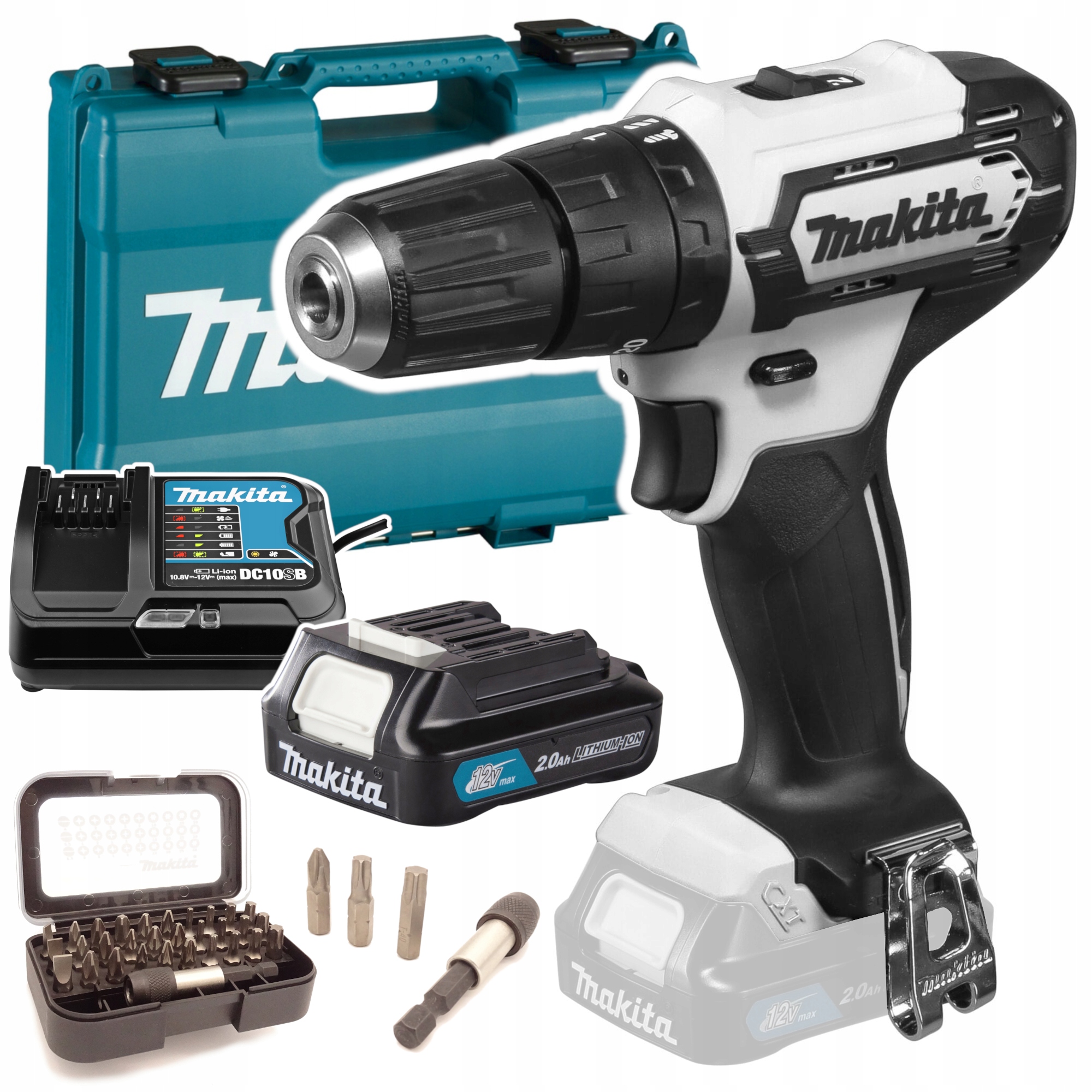 Makita HP333DSAW wiertarko-wkrętarka udarowa Biała Edycja Limitowana Zestaw