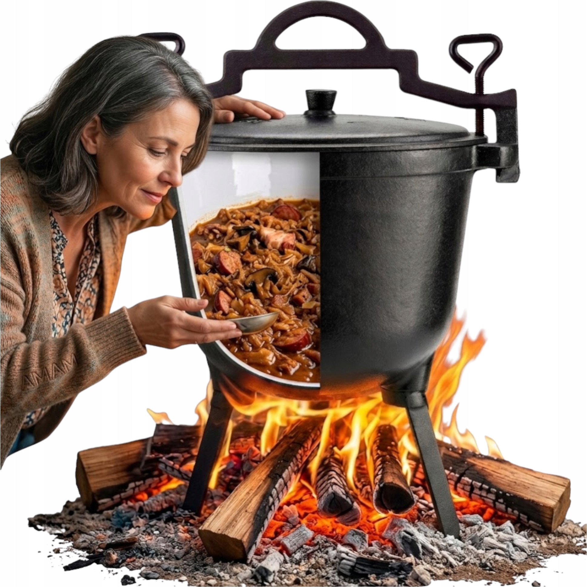 Lovecký Kotel Litinový Hrnec Na Ohniště Gril 20 Kg