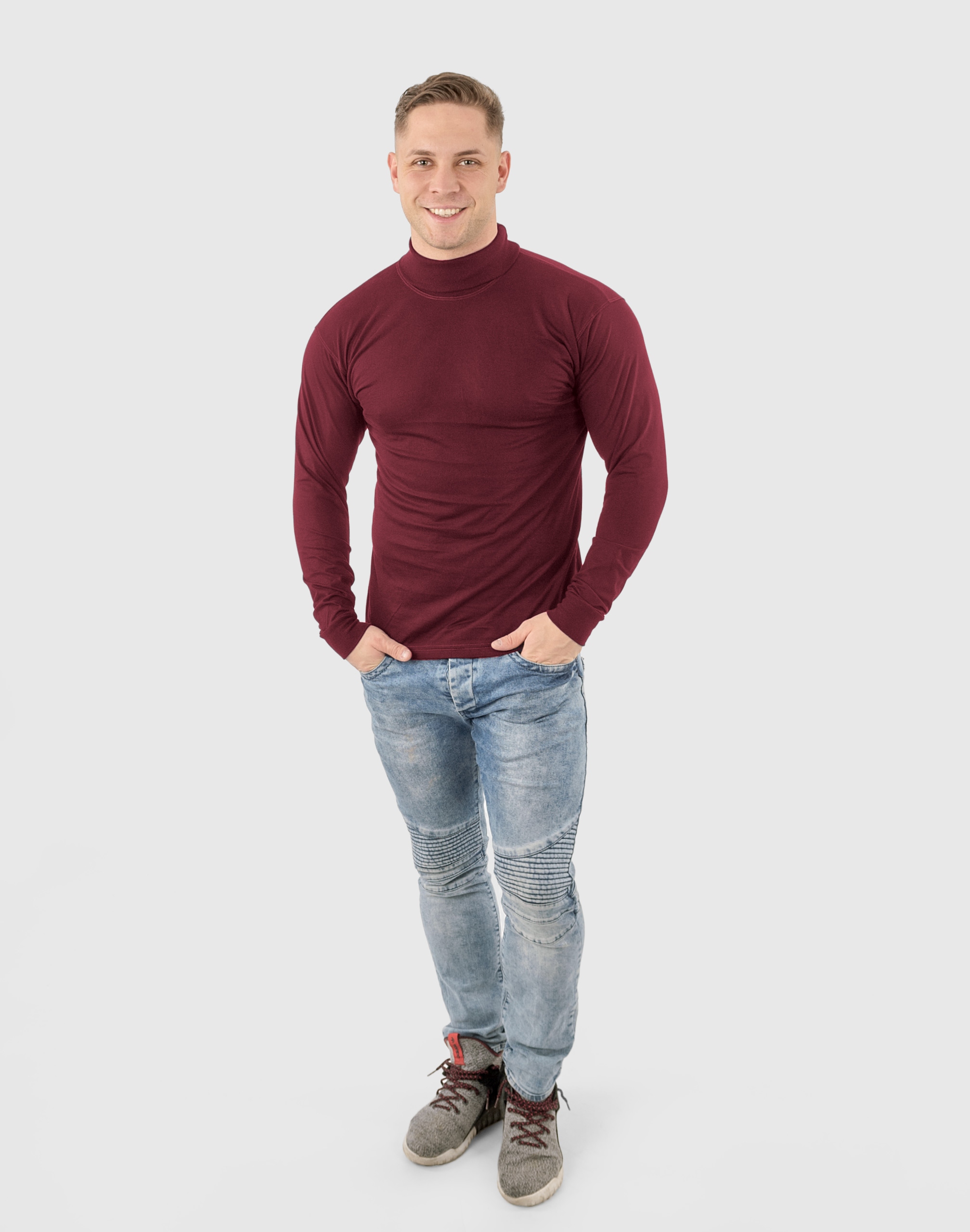 Elegancki Sweter Golf Męski Golfy WXM XXL bordowy Marka inna