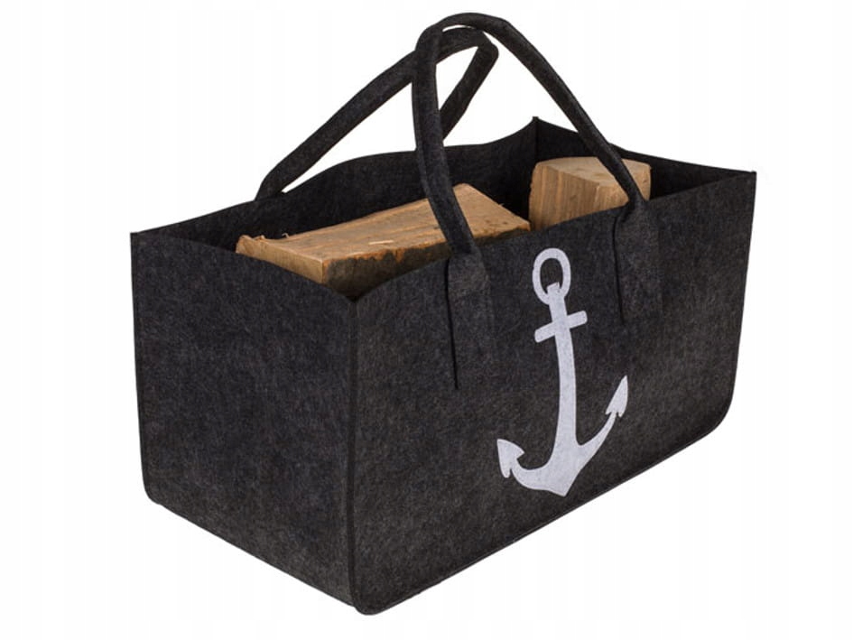 

Torba na drewno z kotwicą Filcowa czarna szara