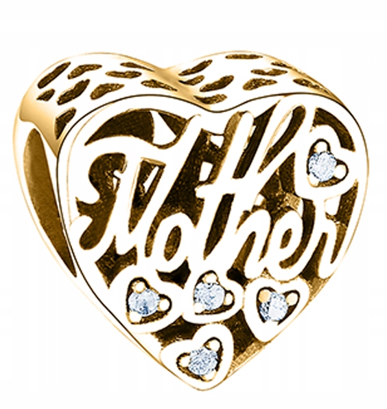 Zlatý Charms Mother Korálek s maminkou Rodina Matka Mom Stříbro 925