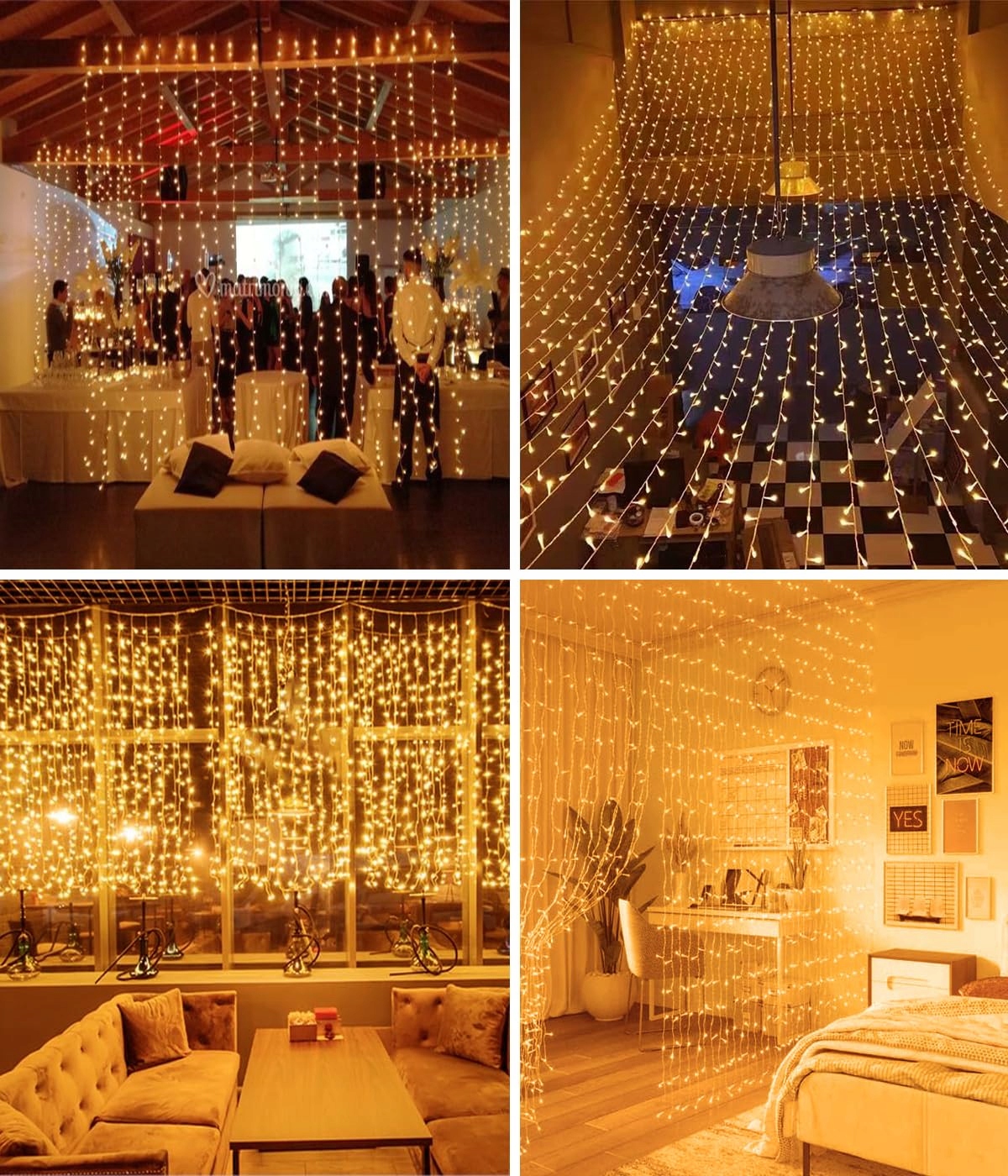 YOMISTAR Kurtyna LED 6x3m 600 LED Wodoodporna Na Ślub Ogród — miniatura 3