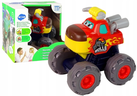 

Auto Monster Truck Byk Czerwony Duże Koła