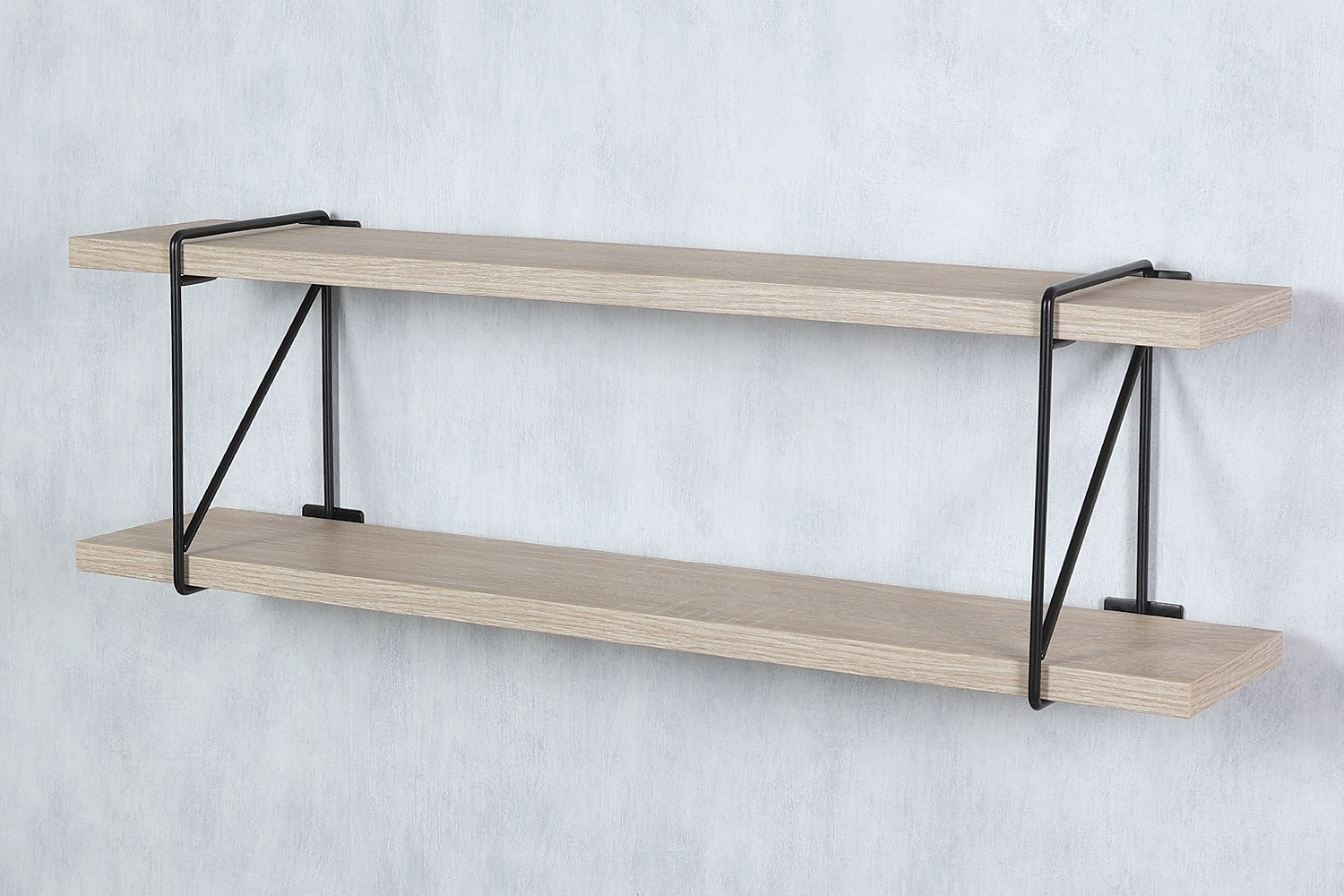 2 x PÓŁKA WISZĄCA ŚCIENNA DĄB SONOMA 70CM PLUS DWA WSPORNIKI CZARNE LOFT Marka Furniteco