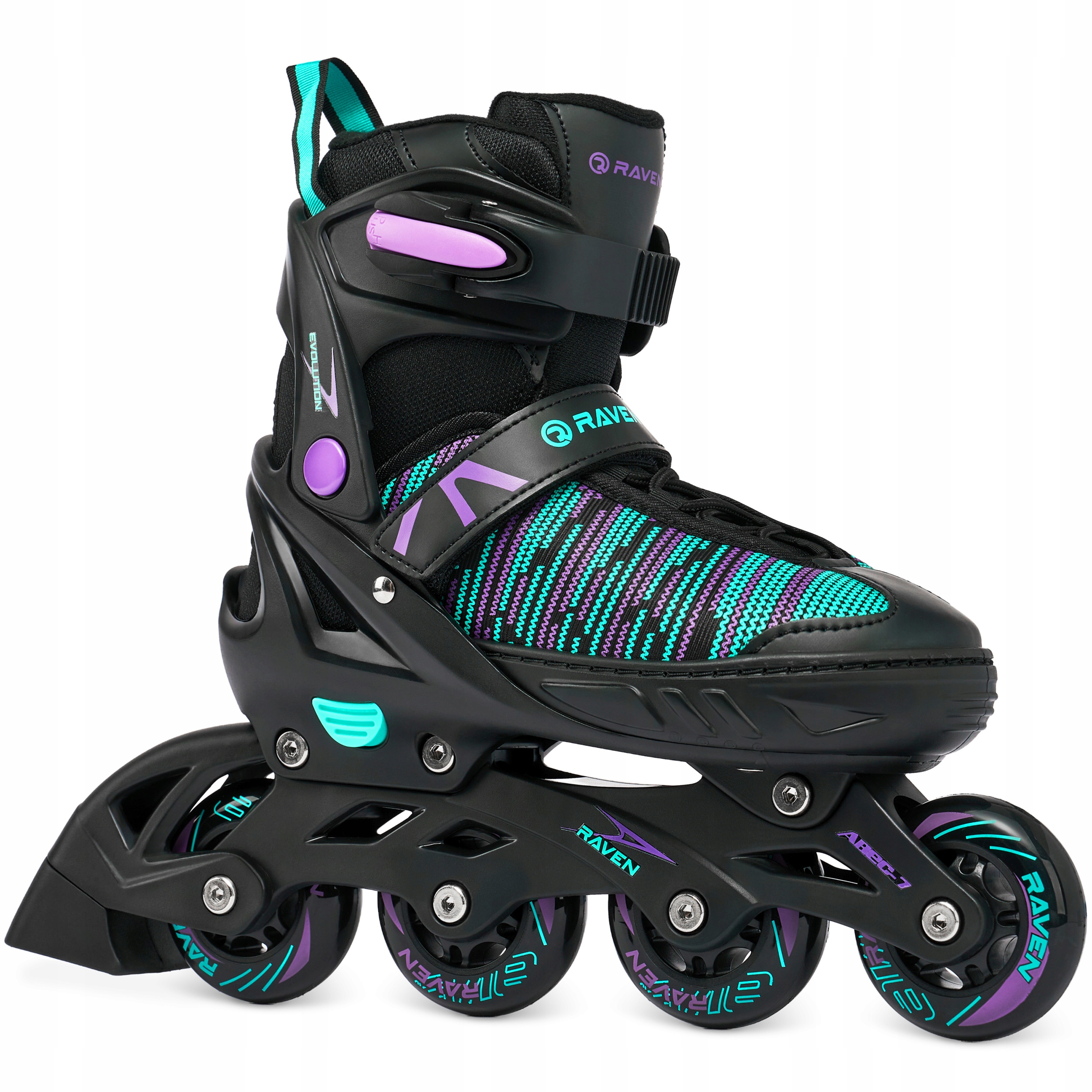 Rolki Regulowane Raven Cande Black/Mint/Violet 35-39 Kauczuk