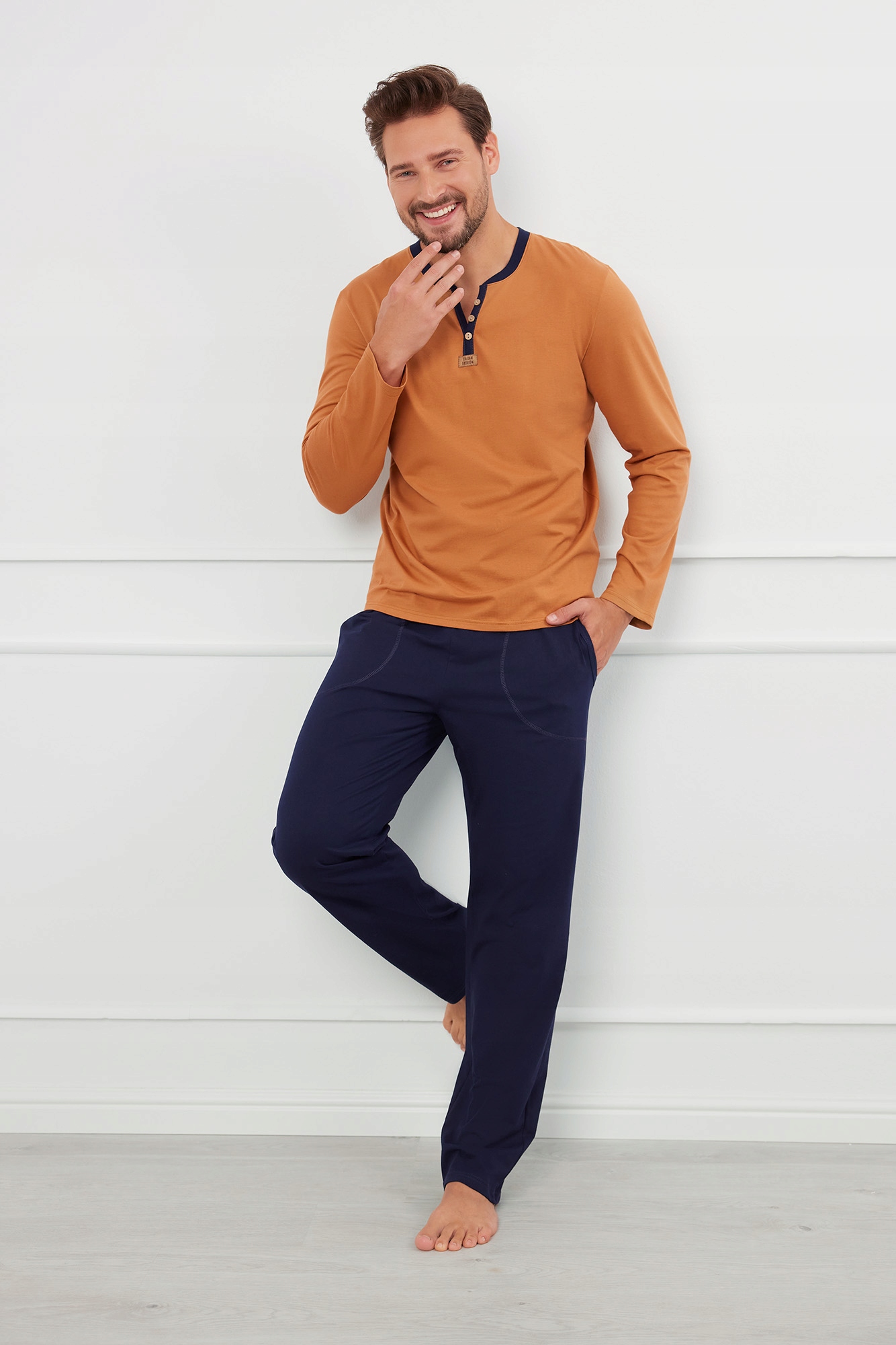 Julius pánské pyžamo s dlouhým rukávem, dlouhé kalhoty XXL Italian Fashion