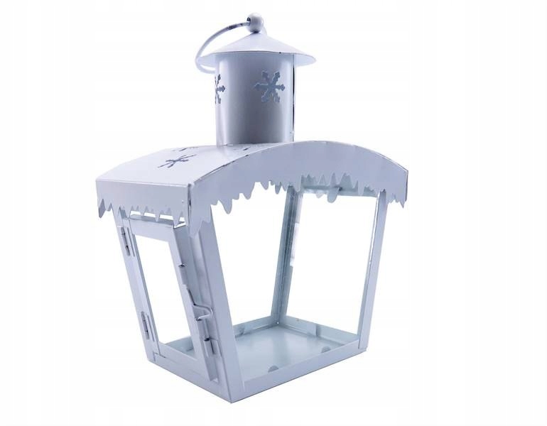 lampion metalowy BIAŁY 23x18cm — 3