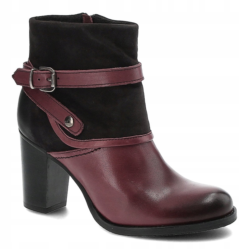 

Bordowe Botki Damskie Carinii Buty Na Obcasie