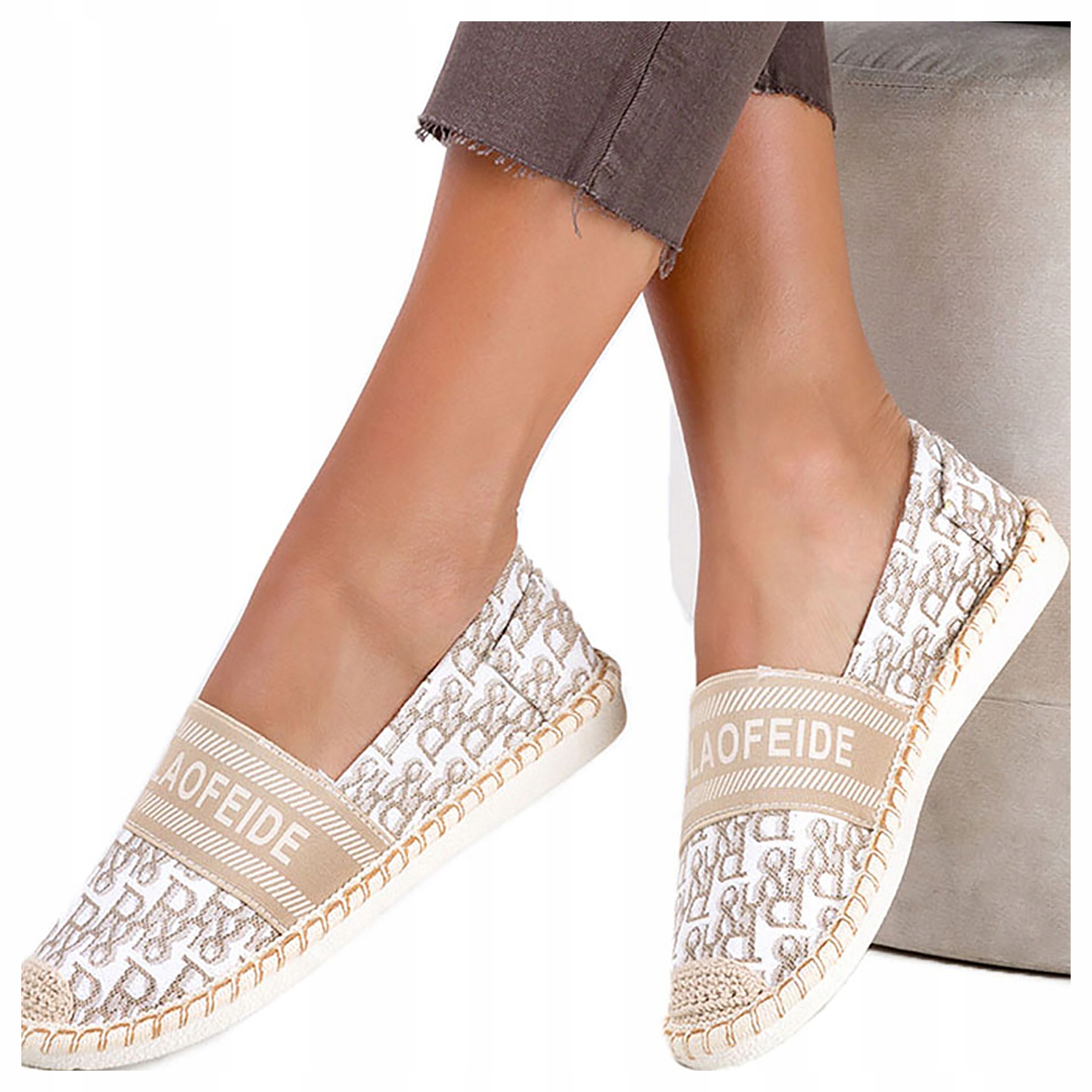 ESPADRYLE SLIP ON DAMSKIE Z NAPISAMI PLECIONE r 39