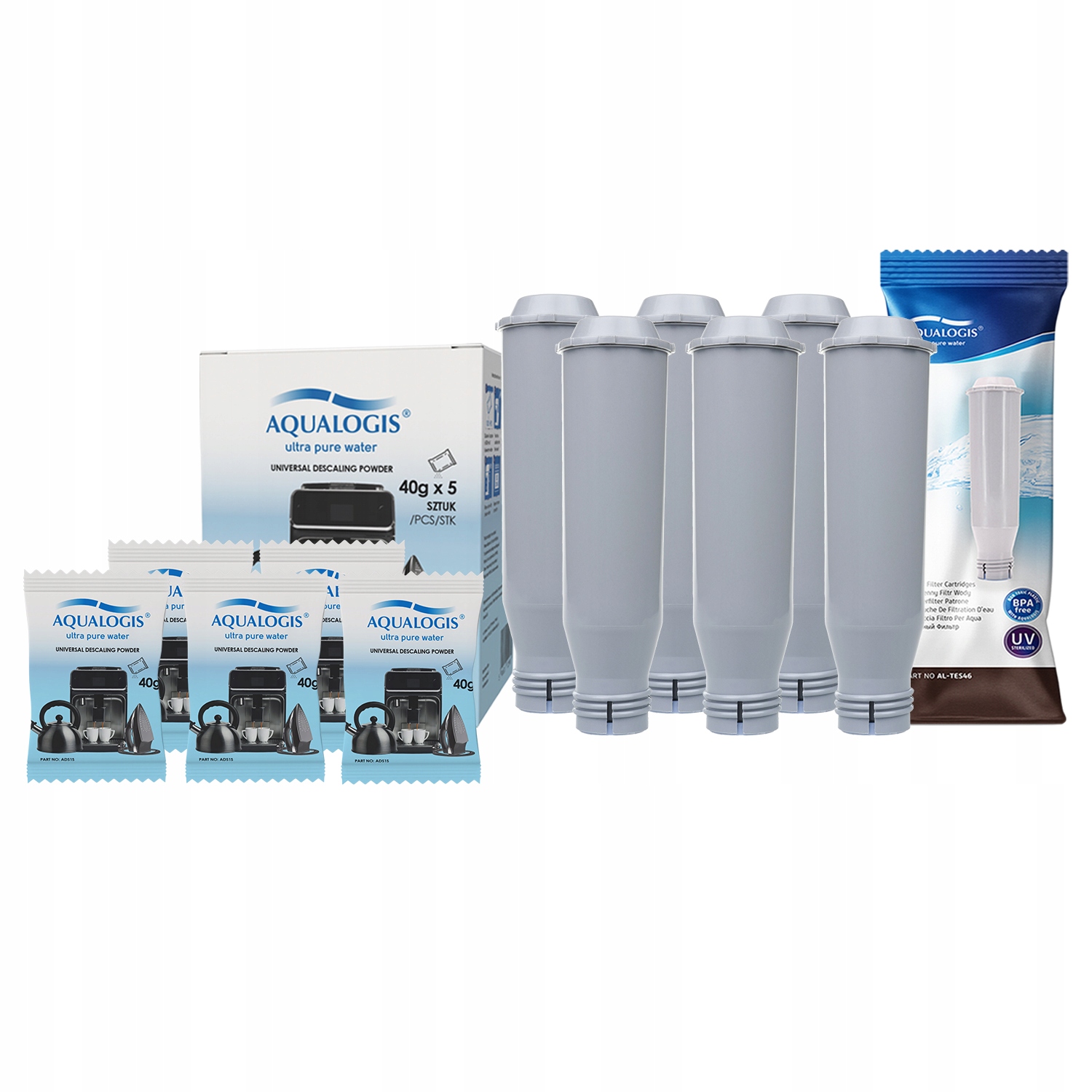 6 x náhradní filtr pro kávovar Krups 5 x 40 g odvápňovacího prášku