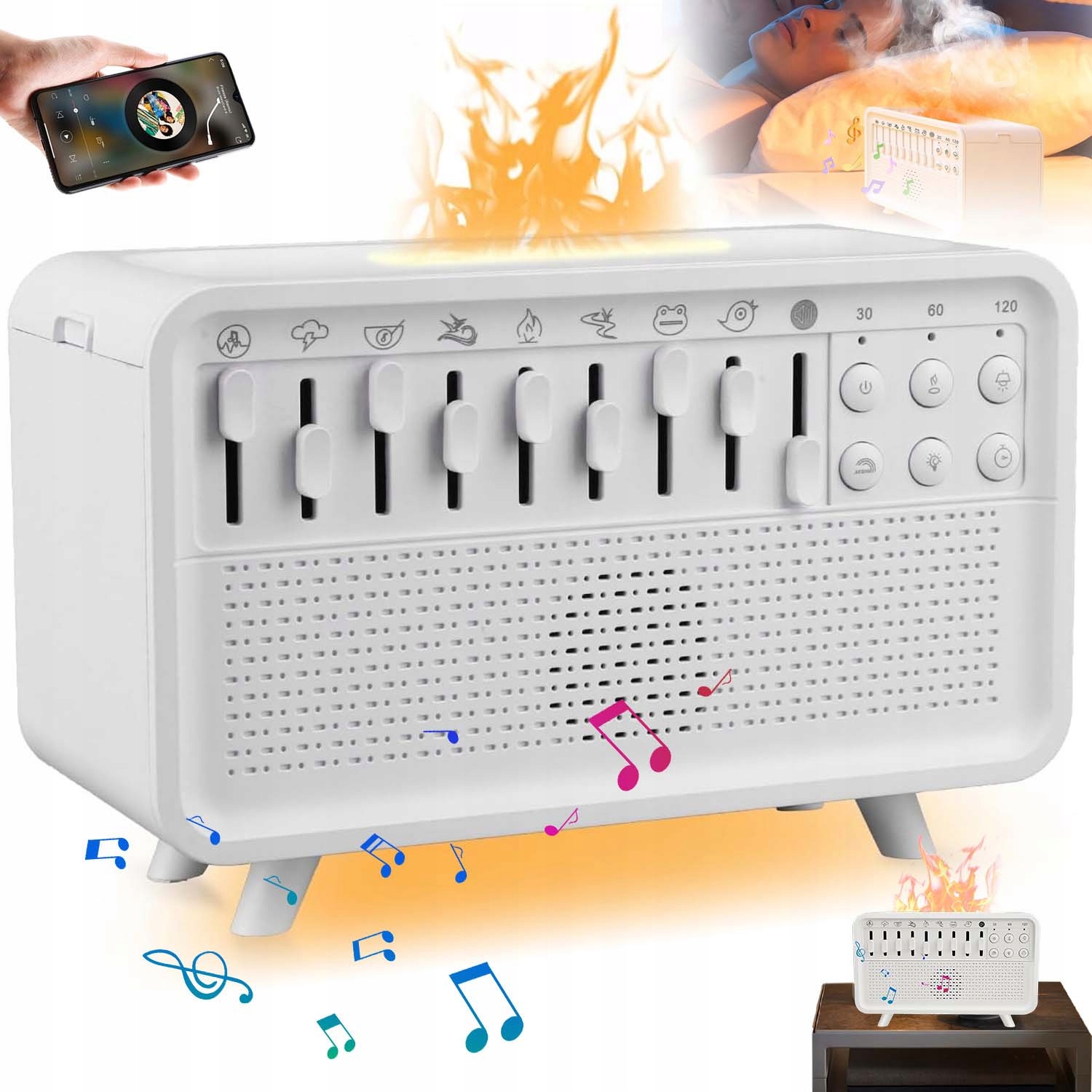 4V1 Zvlhčovač Vzduchu Difuzér Esenciálních Olejů 150 ML Bluetooth Usb