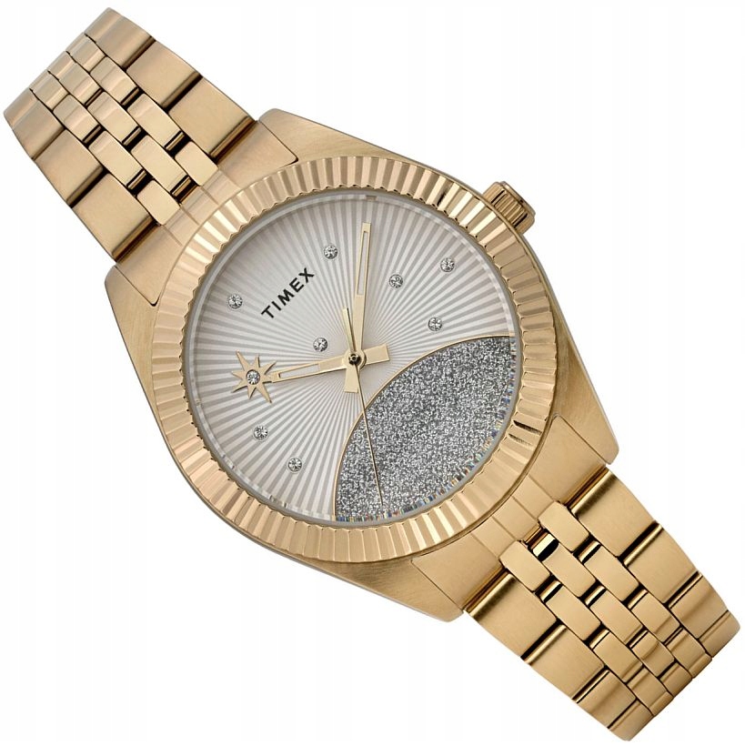 Módní Dámské Hodinky Timex TW2Y20300 Šampaňské Nebe S Krystaly 36 mm