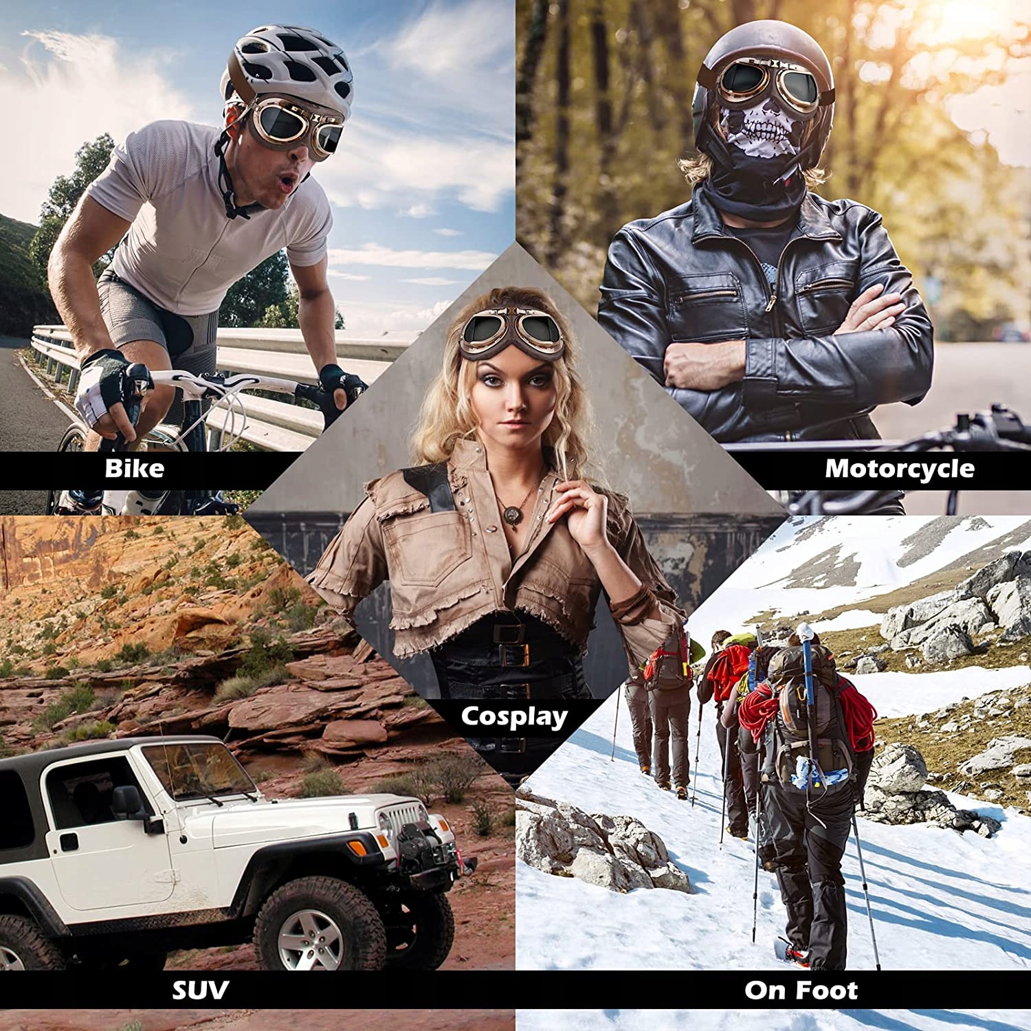 GOGLE MOTOCYKLOWE VINTAGE PILOT OKULARY JASNE Producent inny