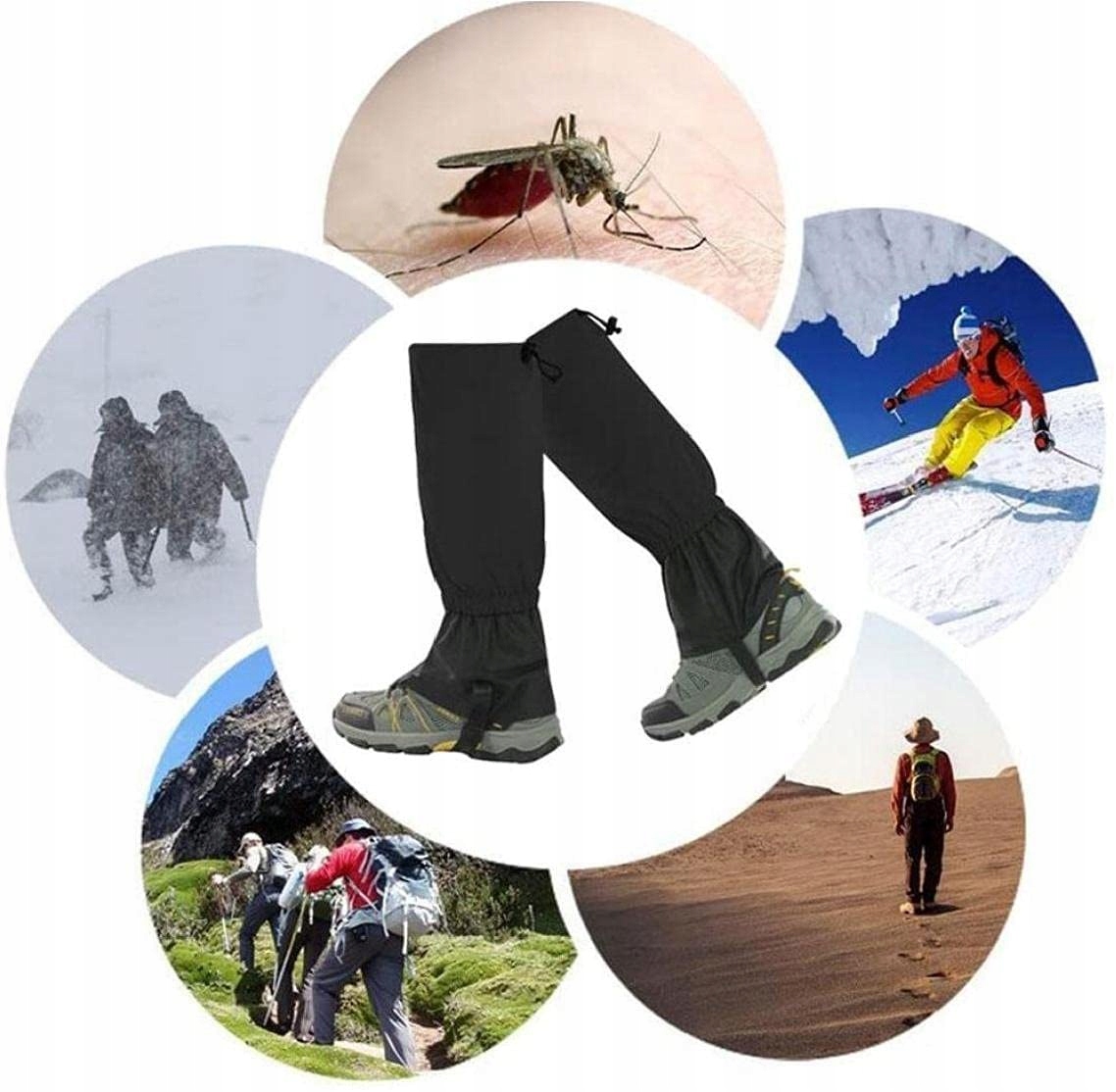 STUPTUTY WODOODPORNE OCHRANIACZE NA BUTY NOGAWKI LEKKIE UNIWERSALNE 2 szt Kolor czarny