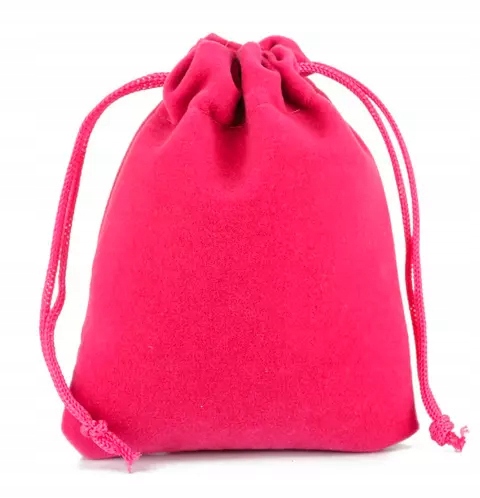 RÓŻOWY AKSAMITNY WORECZEK KOŚCI MONETY SAKIEWKA 13 X 18 CM