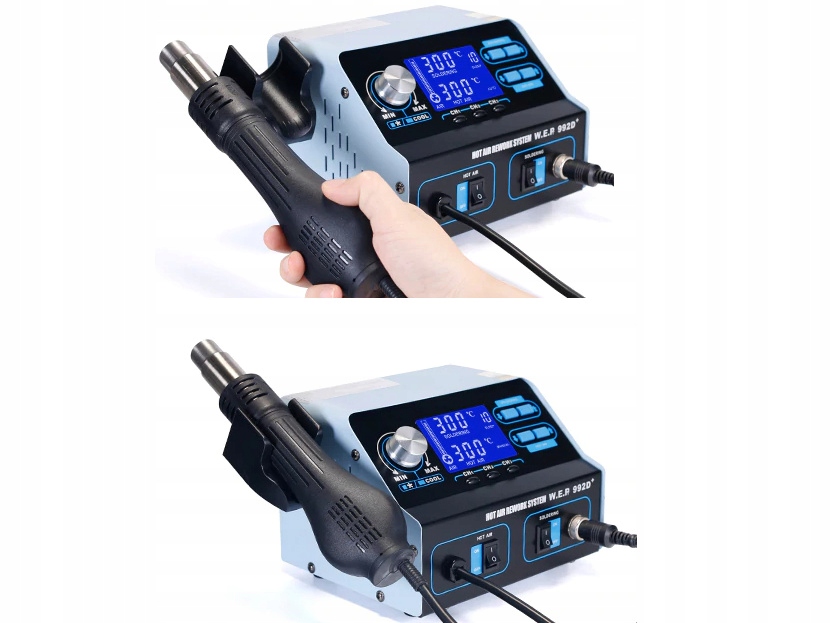 Spawarka do plastiku WEP 992D+ HOTAIR +20dysz BUT żelazko, plastik, siatka Waga produktu z opakowaniem jednostkowym 5 kg