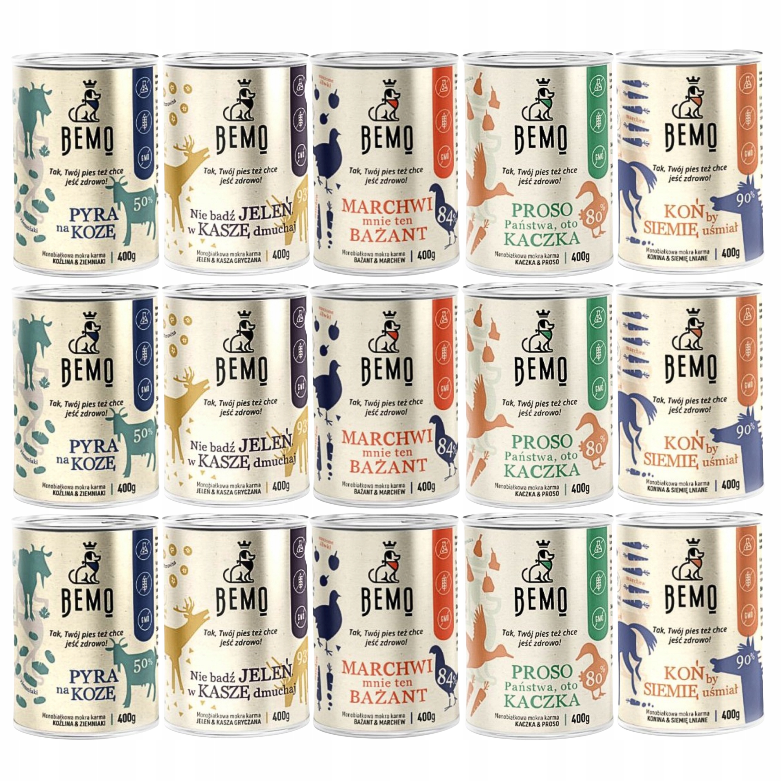 Levně Bemo krmivo pro psy mix chutí 15 x 400 g Monoproteinové