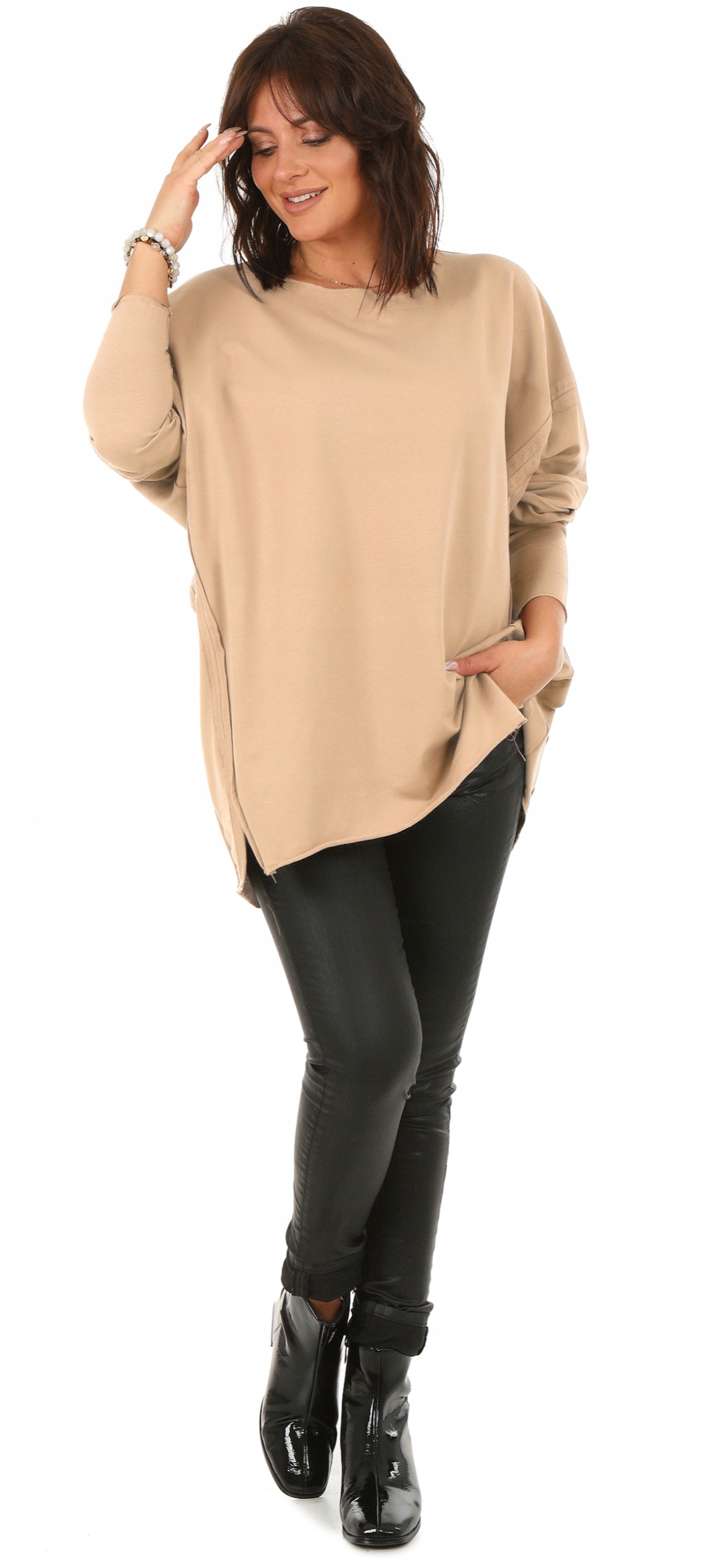 F637 TUNIKA oversize KIMONO przeszycia Model F637