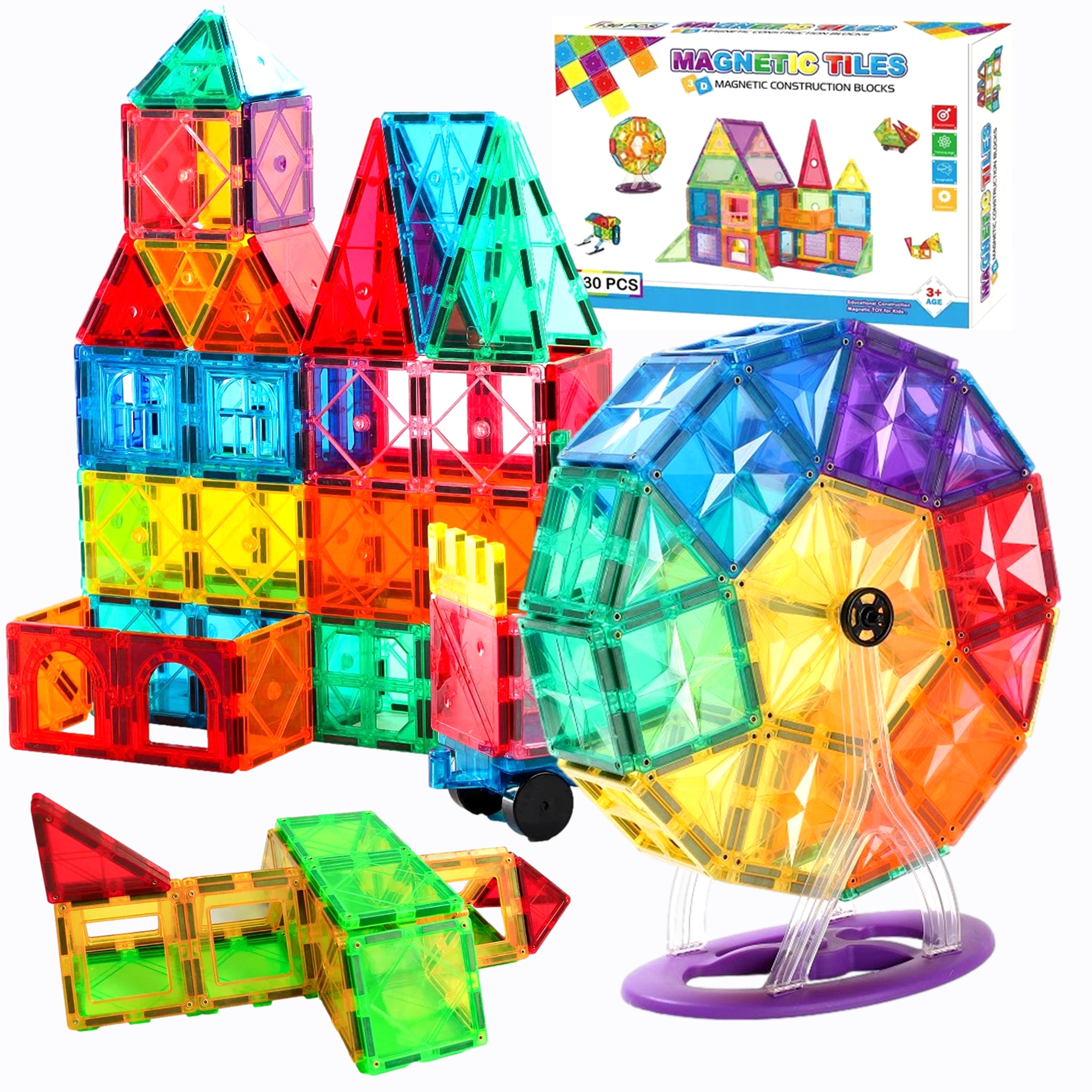 Klocki Magnetyczne Konstrukcyjne Magnetic Tiles Duże Panele zestaw XXL 130