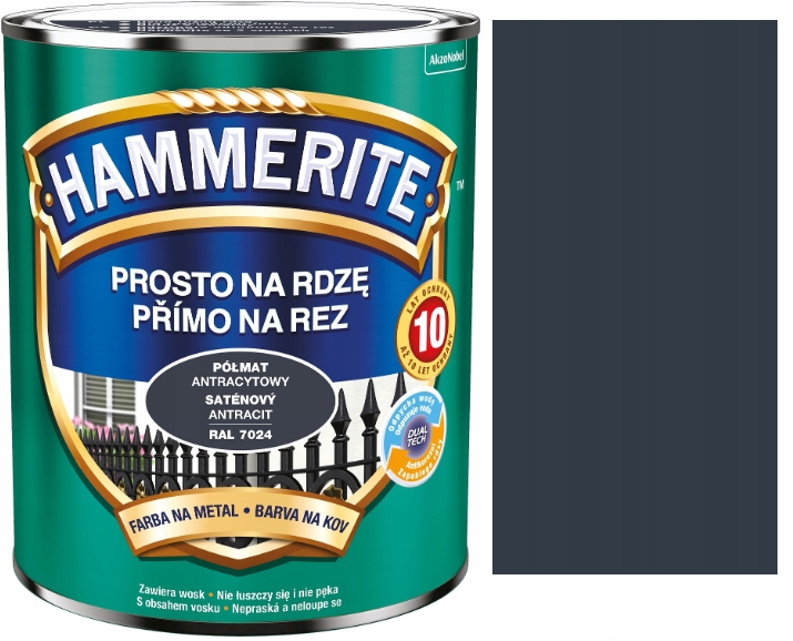 

Hammerite Prosto Na Rdze Półmat Antracyt 2,5L 7024