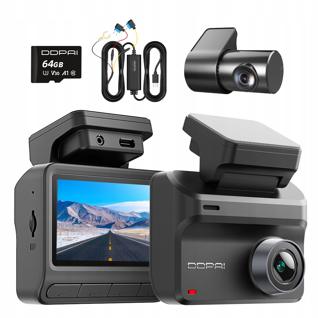 Kamera samochodowa Ddpai Z50 Pro 4K UHD 143° GPS Wi-Fi z kartą 64 GB