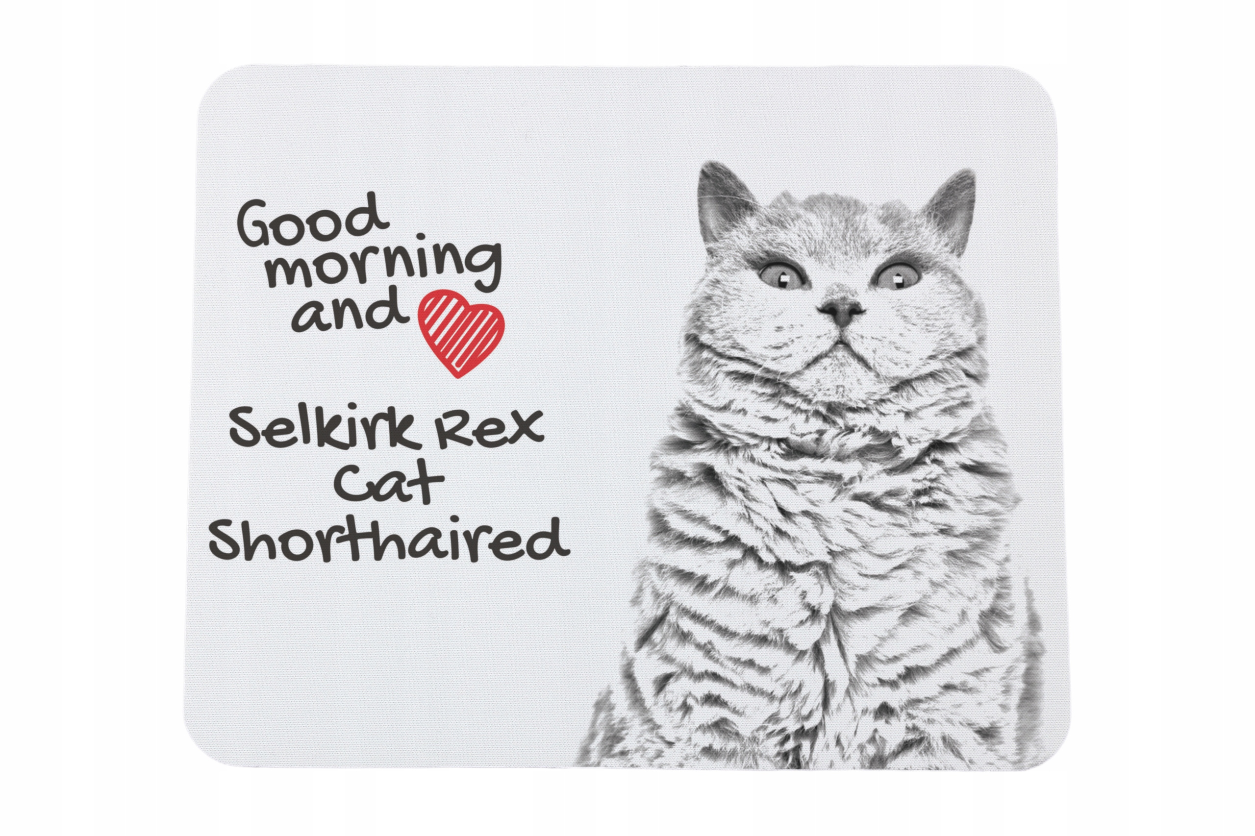 Kot Selkirk Rex krótkowłosy podkładka pod myszkę z nadrukiem, personalizo