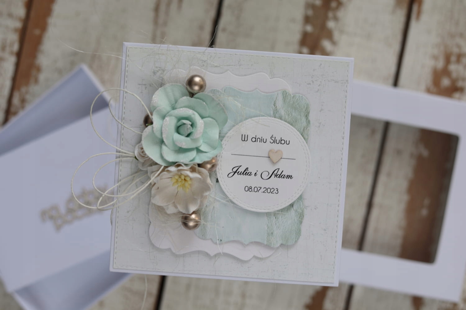 Květinové svatební přání s krabičkou