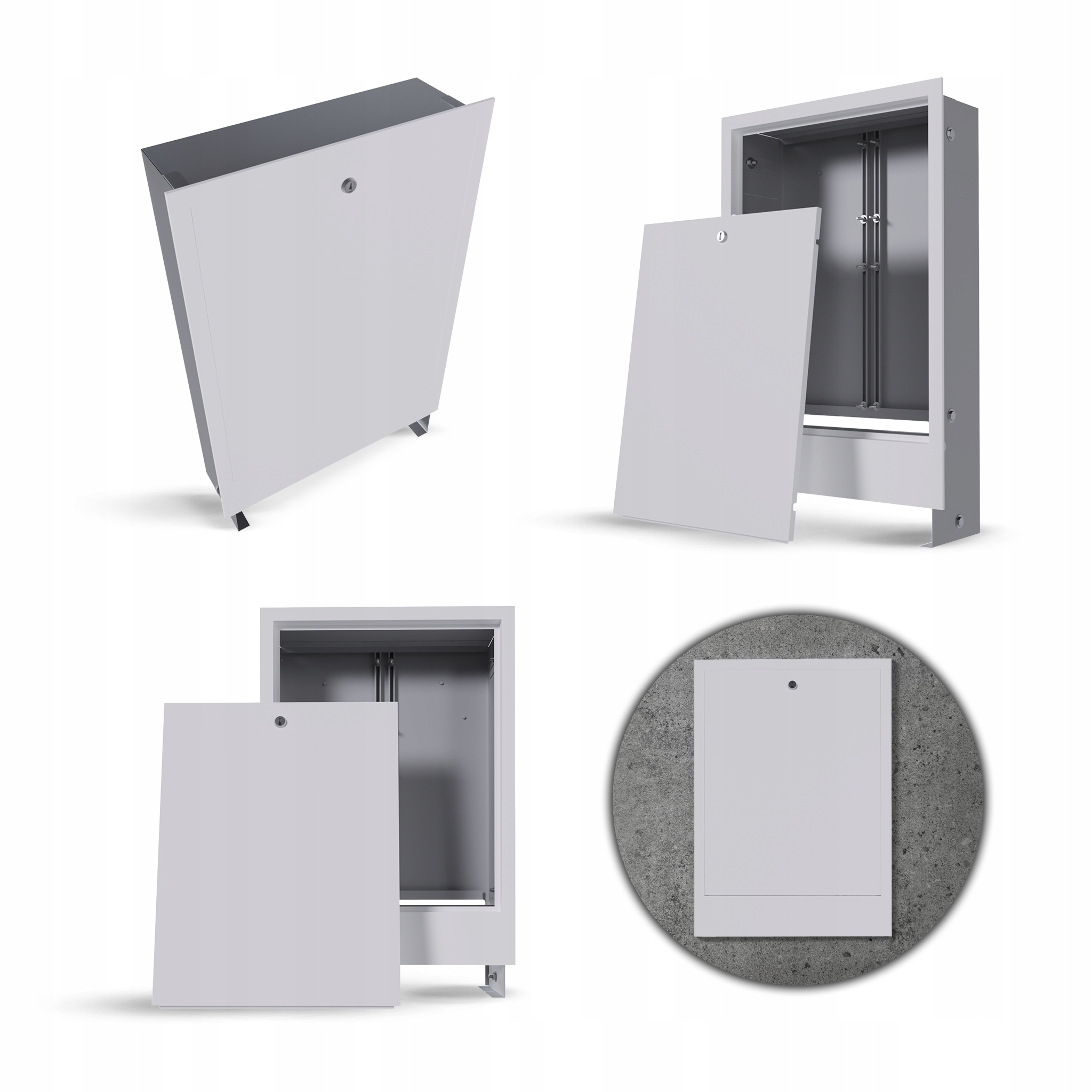 Podomítková skříň 2-4 s obvodem pro rozdělovač podlahového vytápění, bílá