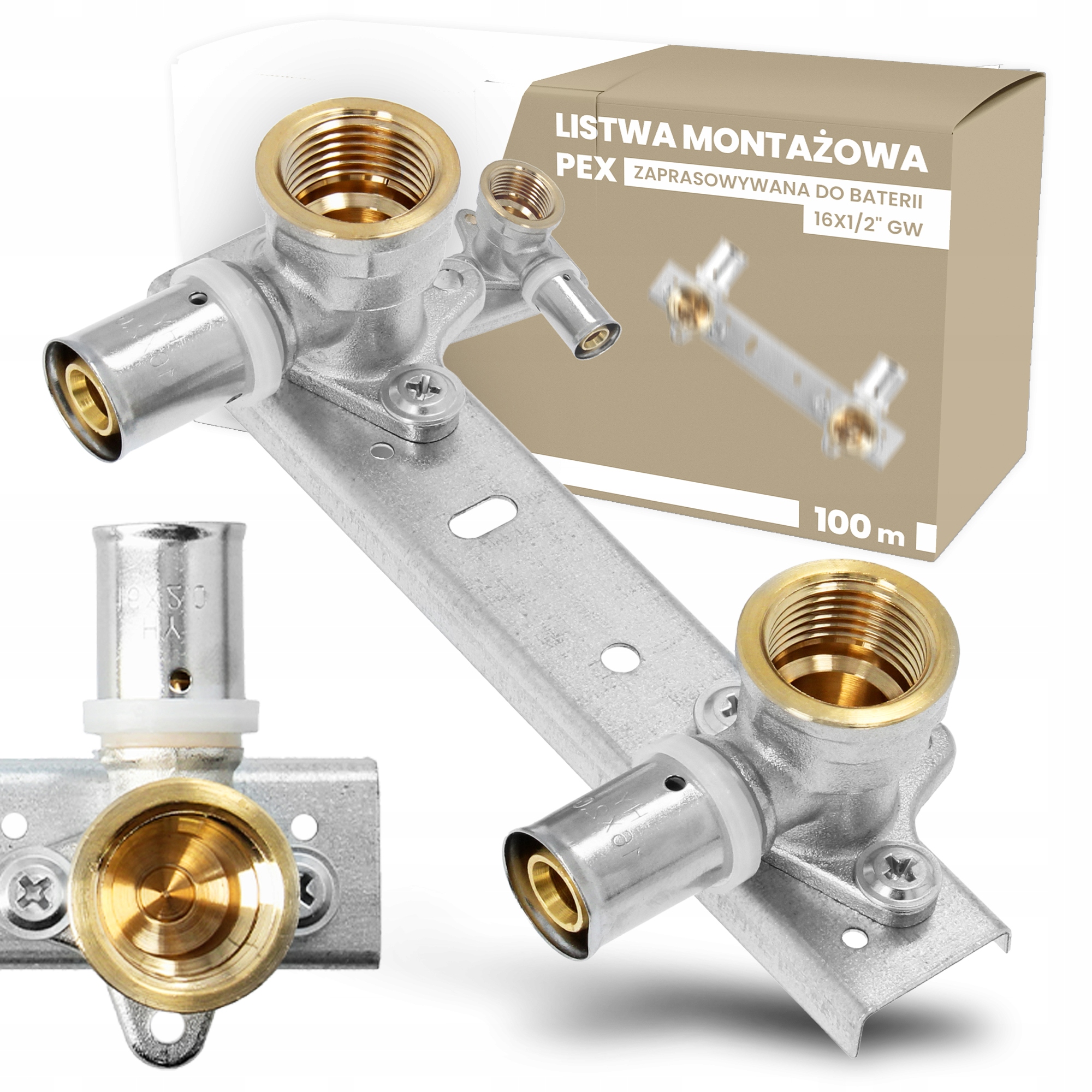 

Listwa Montażowa Baterii Pex Zaciskana 16x1/2 L100