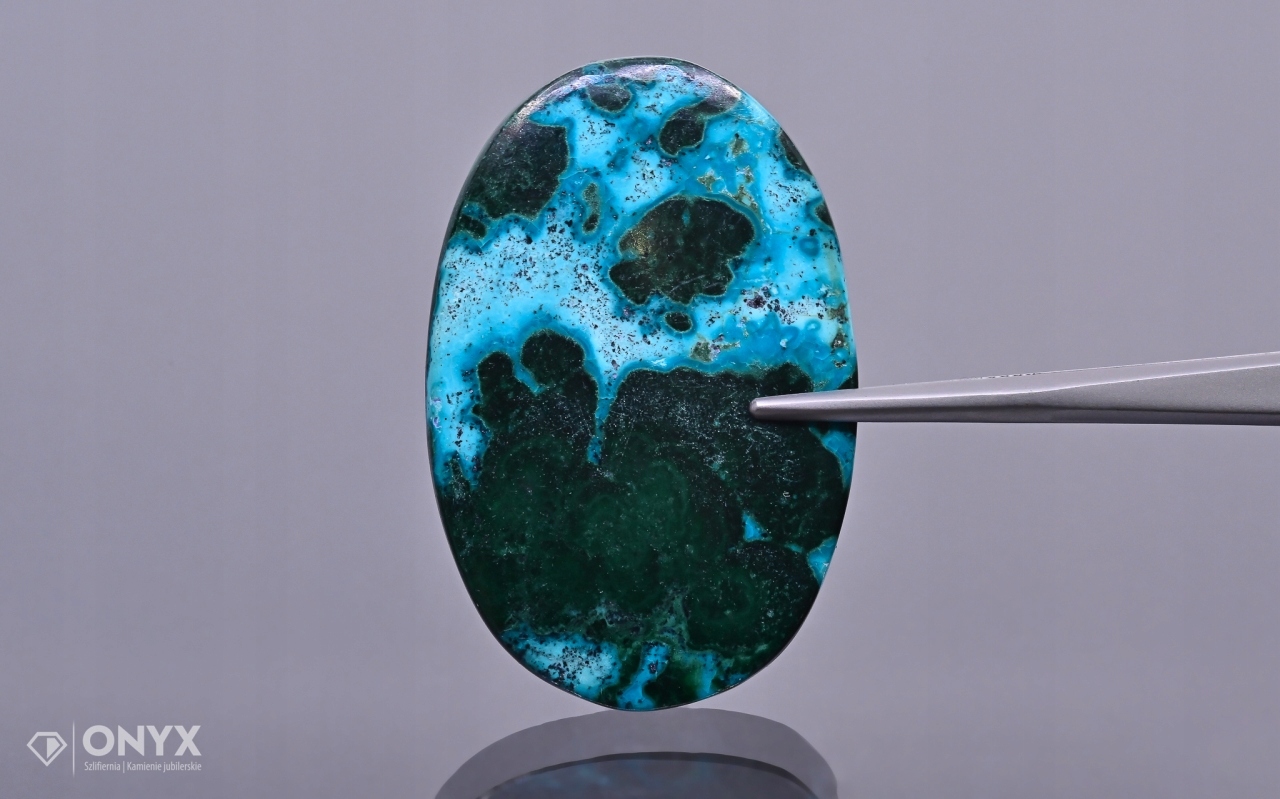 Chryzokola nízký kabošon ovál 42x28 mm