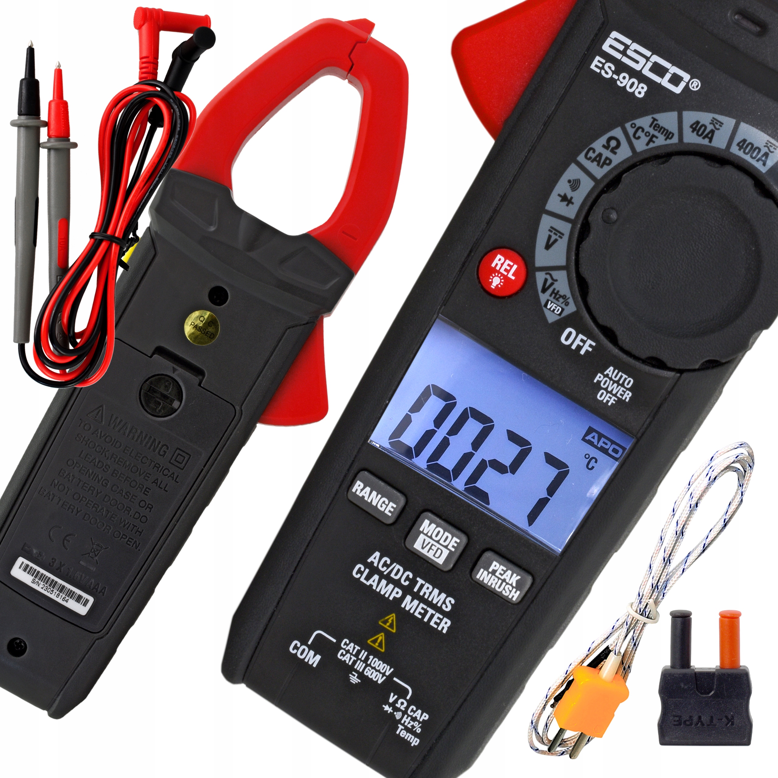 Klešťový Ampérmetr Ac DC Rms Peak Startování Vfd filtr Lpf