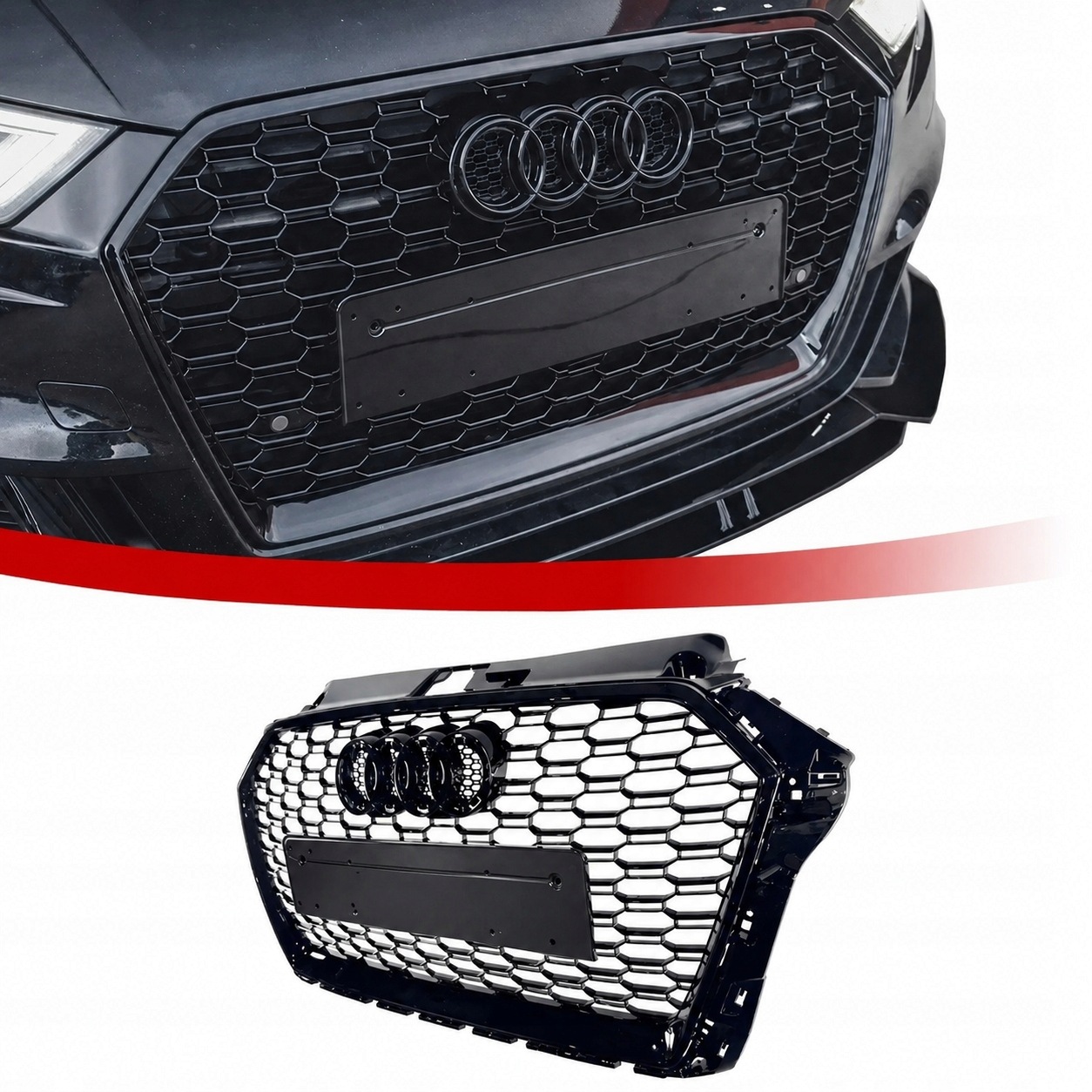 Atrapa chladiče Audi A3 8V černá lesklá 2016-2020