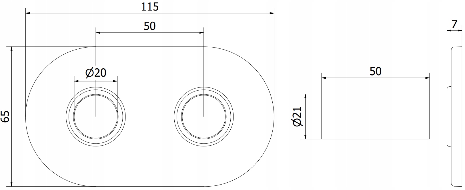 MEXEN ZESTAW MASKUJĄCY DO GRZEJNIKA ROZETA PODWÓJNA + TULEJE CHROM EAN (GTIN) 5905315053725