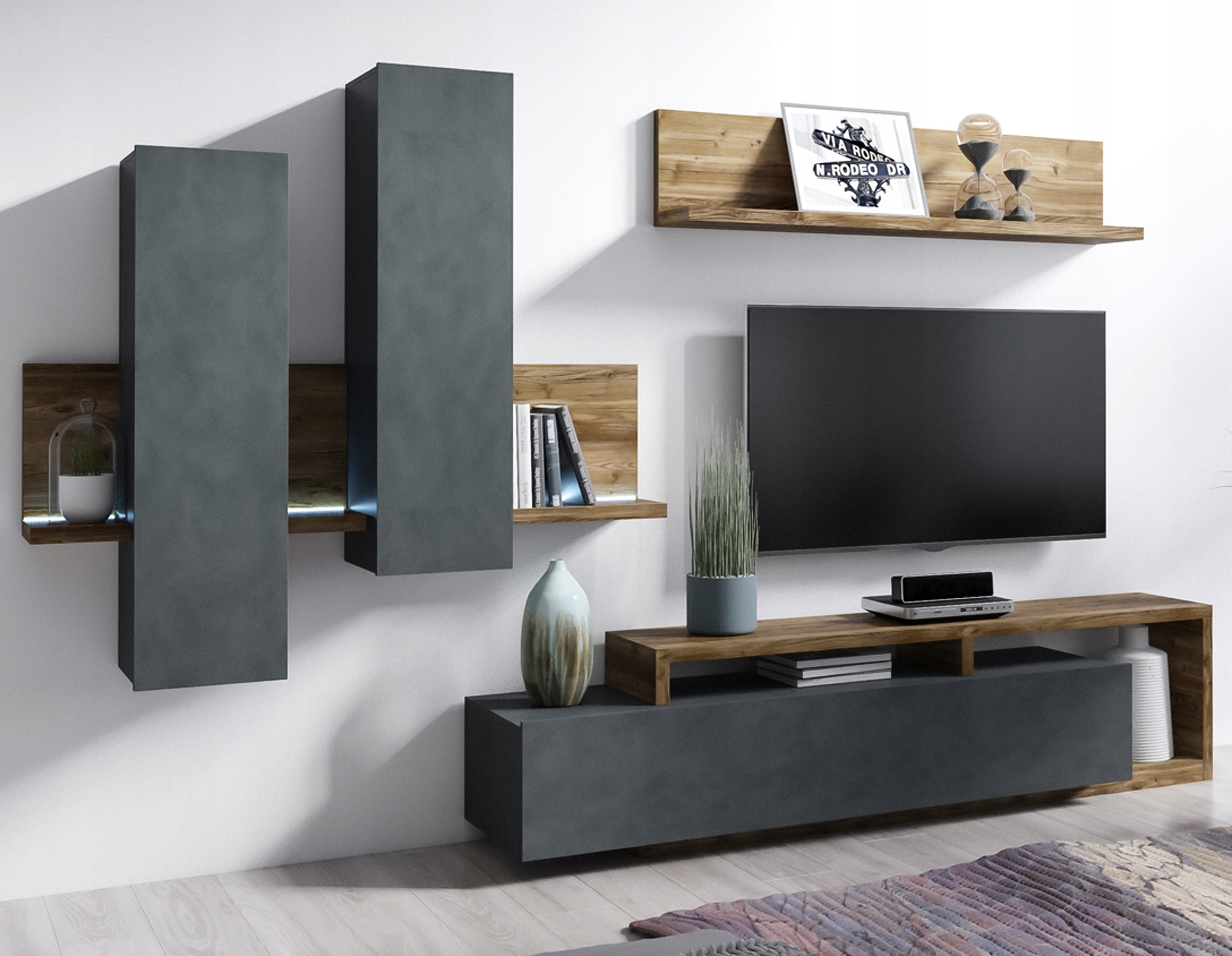 Nábytková Stěna Bottega Hnědá/Šedá Sada nábytku do obývacího pokoje