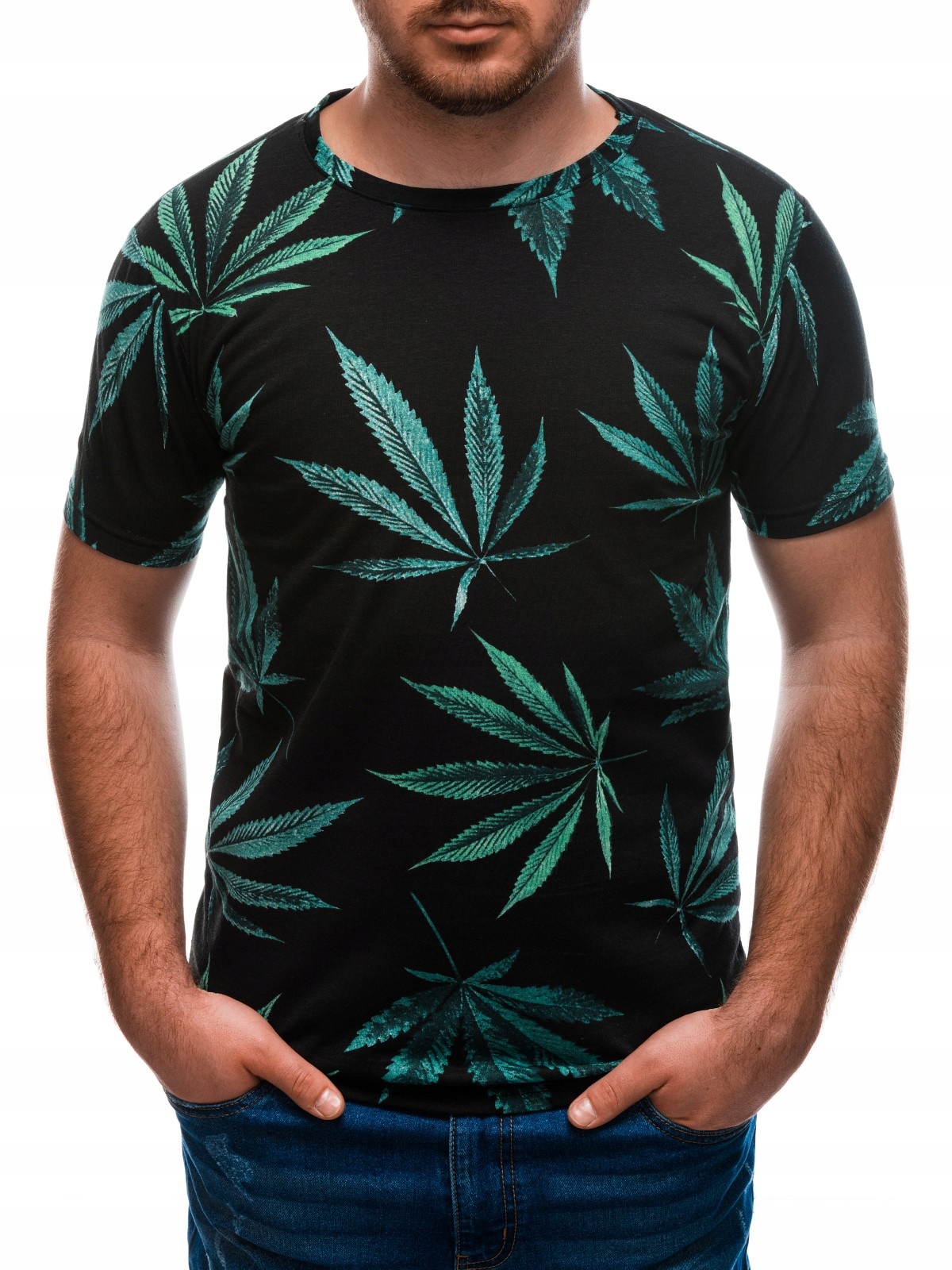 

T-shirt męski z nadrukiem 1392S czarny XL