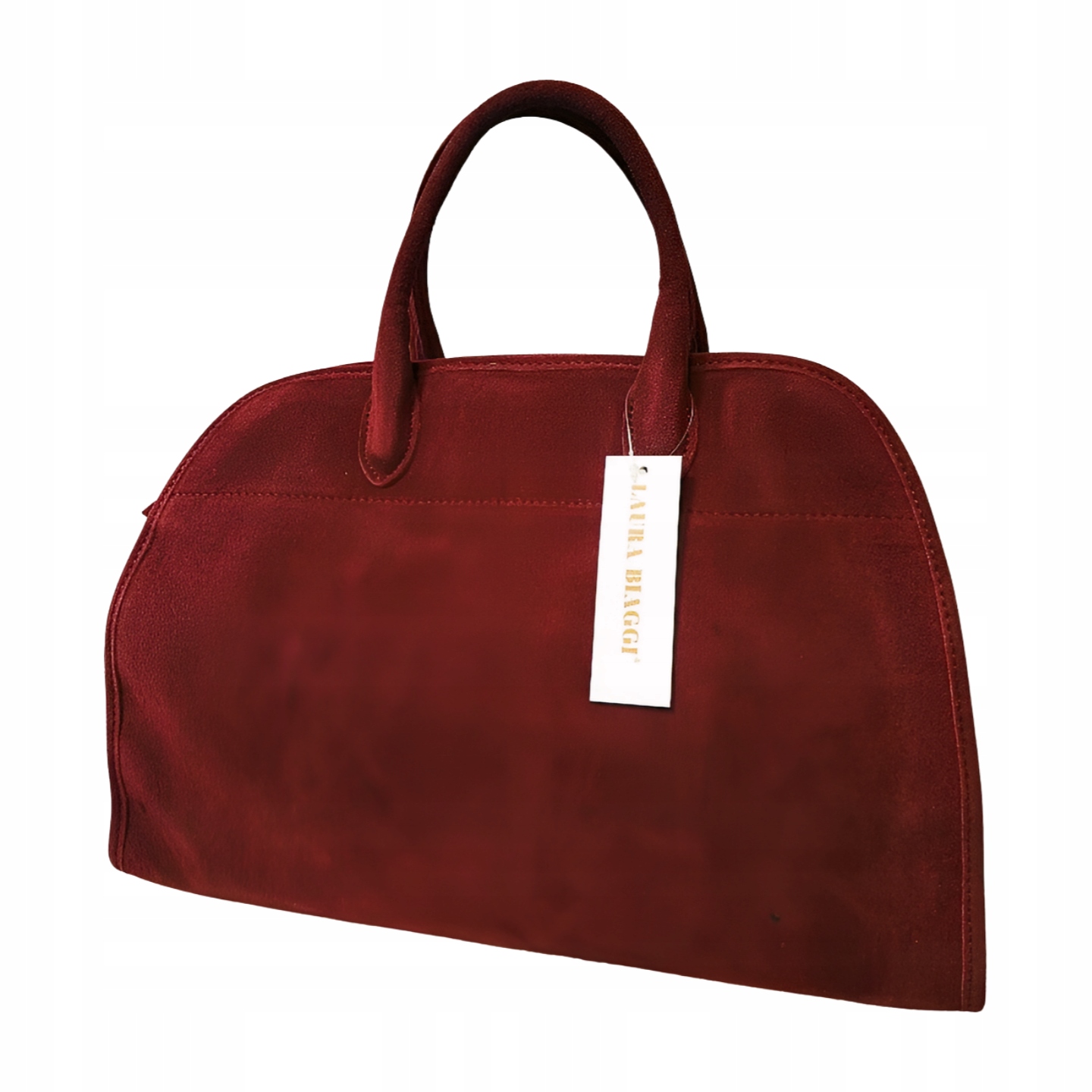 Laura Biaggi velká shopper taška kufřík bordó semišová