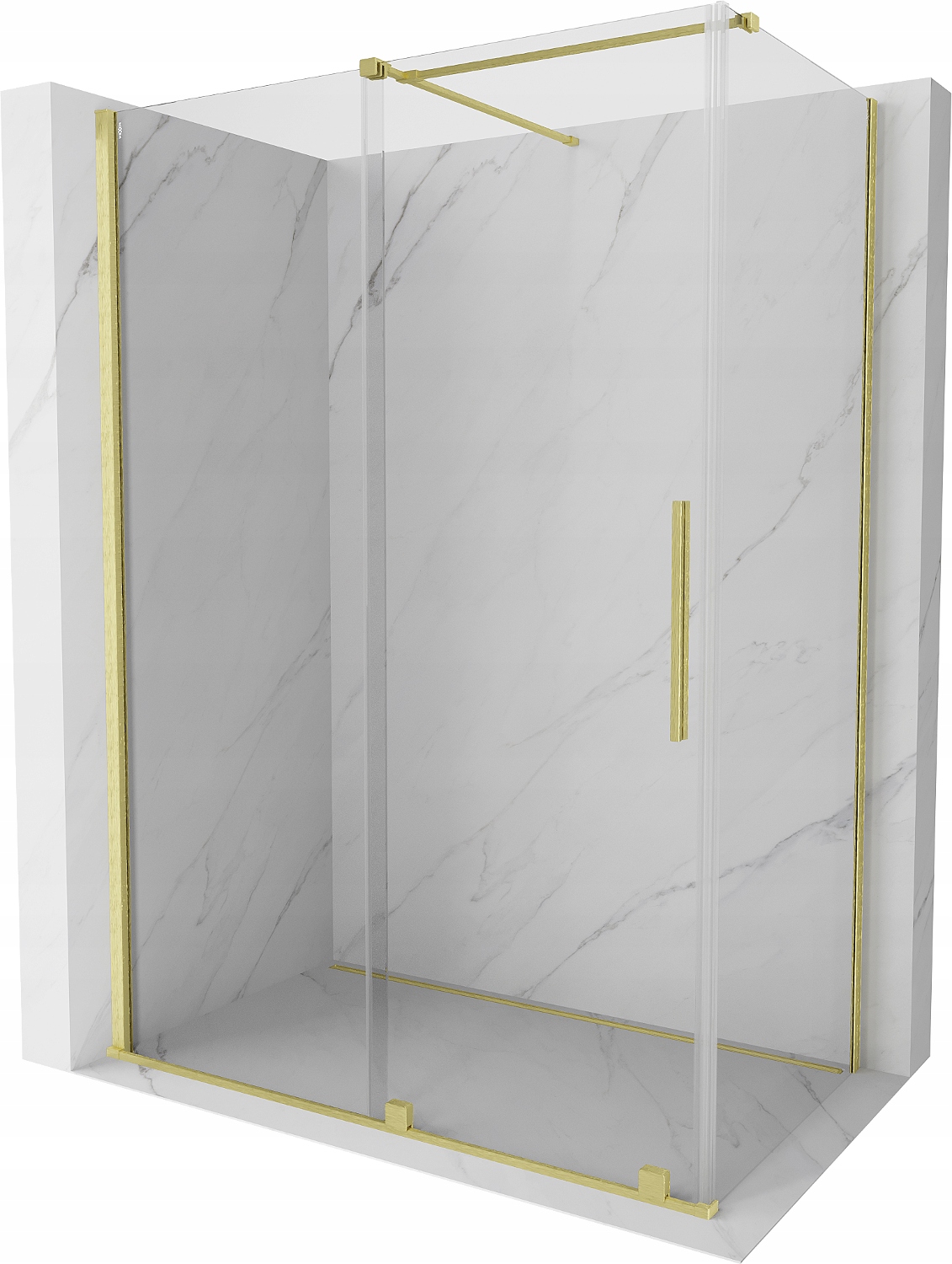 Sprchový kout Mexen Velar 160x90 cm zlatý kartáčovaný průhledný glas