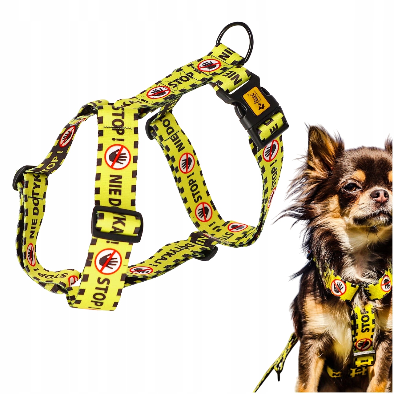 Levně Postroj Pro Psa Guard Nedotýkejte Se Nastavitelný Beztlakový Žlutý Velikost M