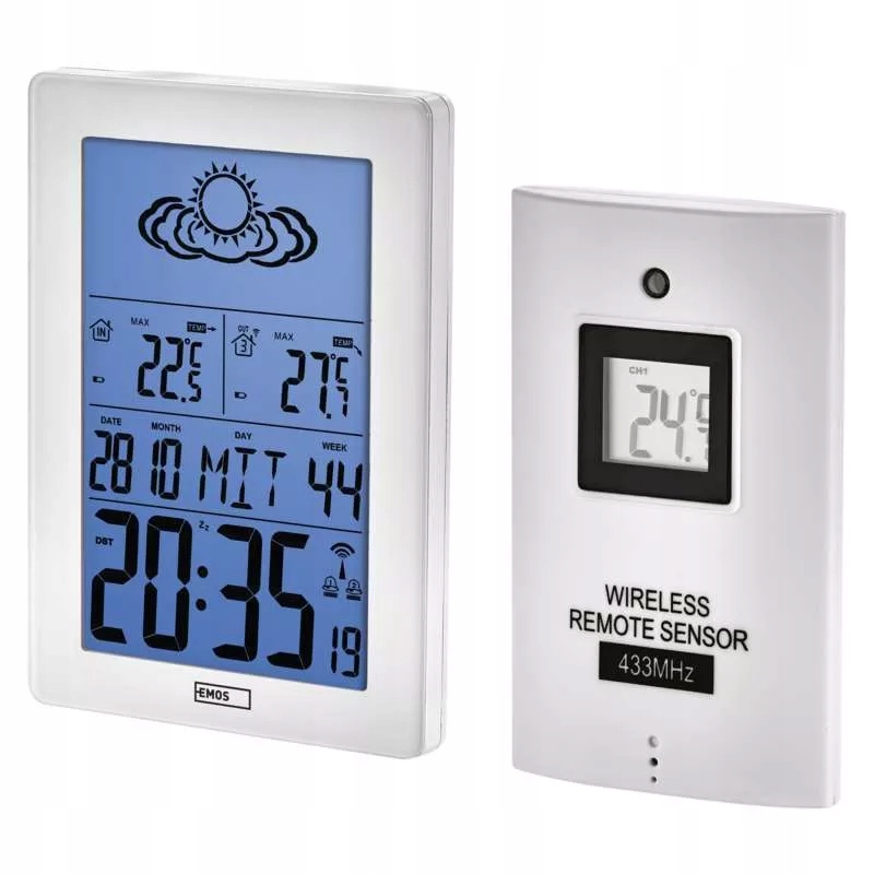 Stacja METEO pogoda EMOS E5063 budzik LED czujnik