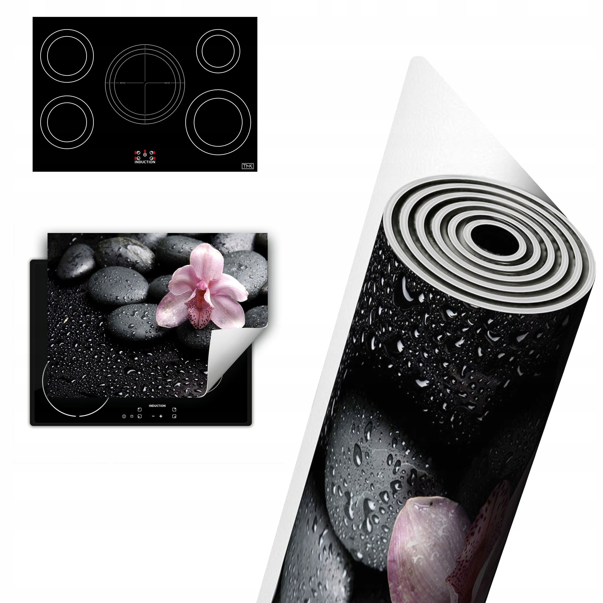 Vinylová Ochrana Na Indukci Deska 80x52 květ kapky