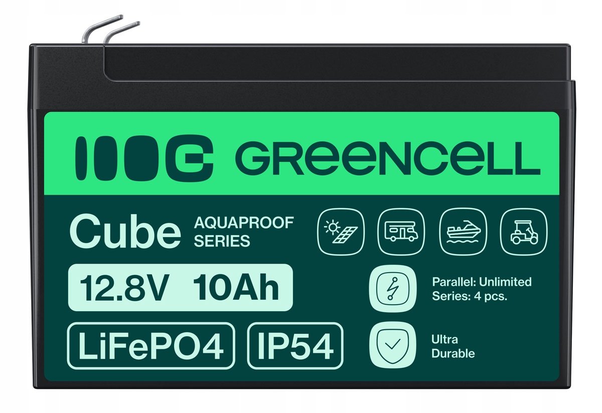 Akumulator Litowy LiFePO4 12.8V 10AH 2KG Green Cell Lekki Echosonda Solary