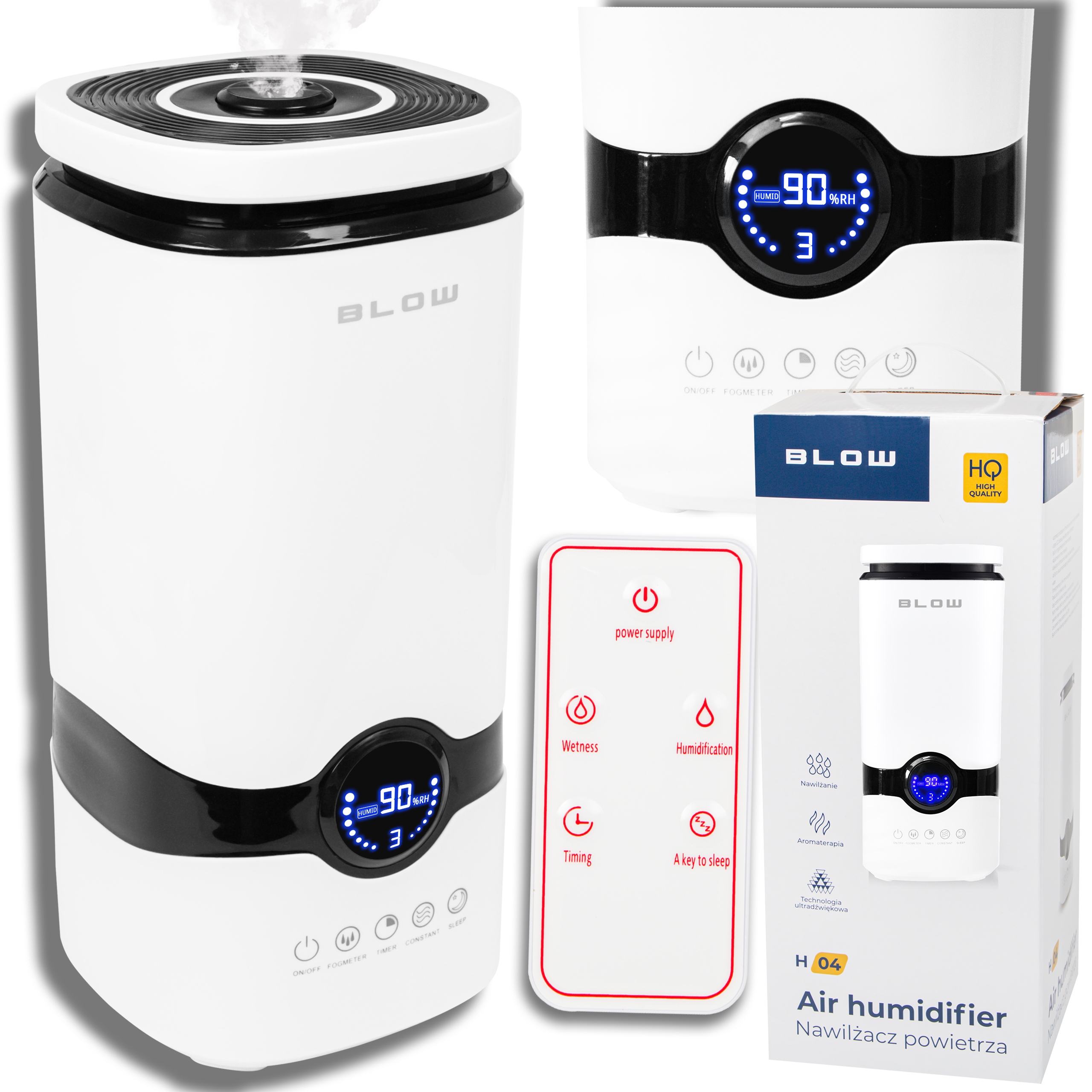 Zvlhčovač Vzduchu Vlhkoměr Difuzér Vůně Časovač Pilot Teploměr 4L