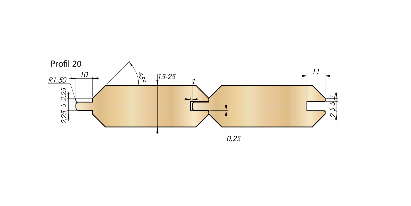 Faba Sada fréz pro obložení Z4 Hss 160x40xH35 mm Profil 20
