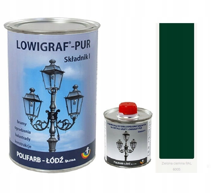 Lowigraf Pur Emalia poliuretanowa 0,8l Ciemny Zielony gł. utw.