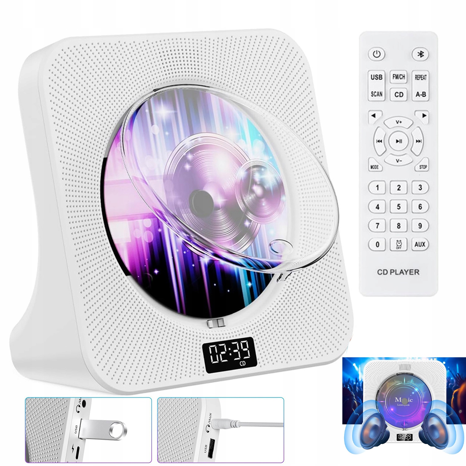 Přenosný Přehrávač CD Reproduktor Přehrávání Desky S Bluetooth Albem