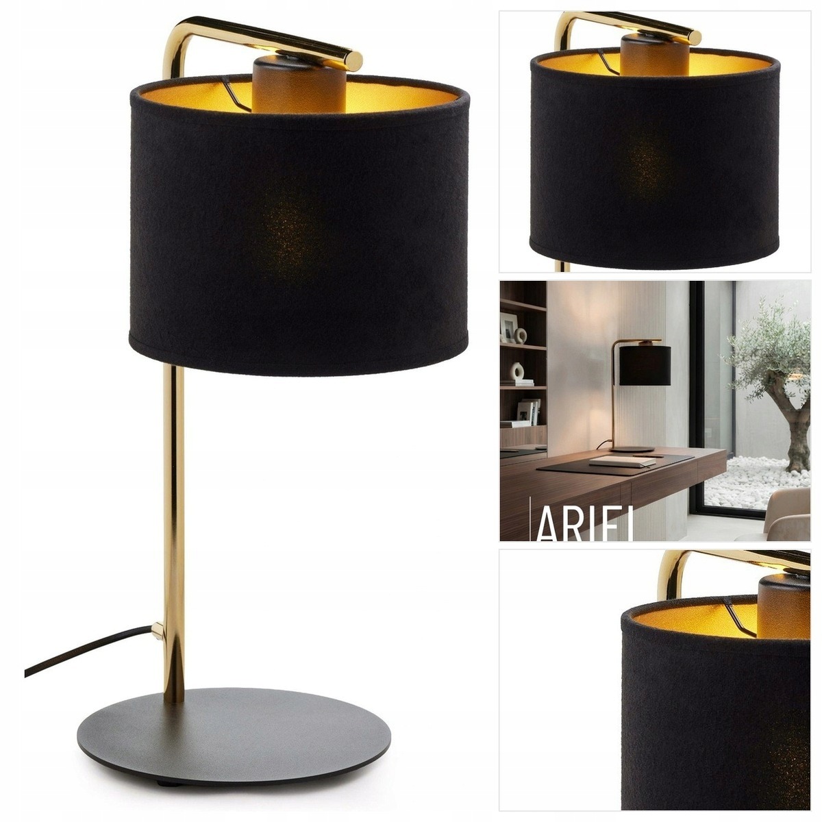 Zlatá stolní lampa Ariel v moderním designu do pracovny Sigma Lighting