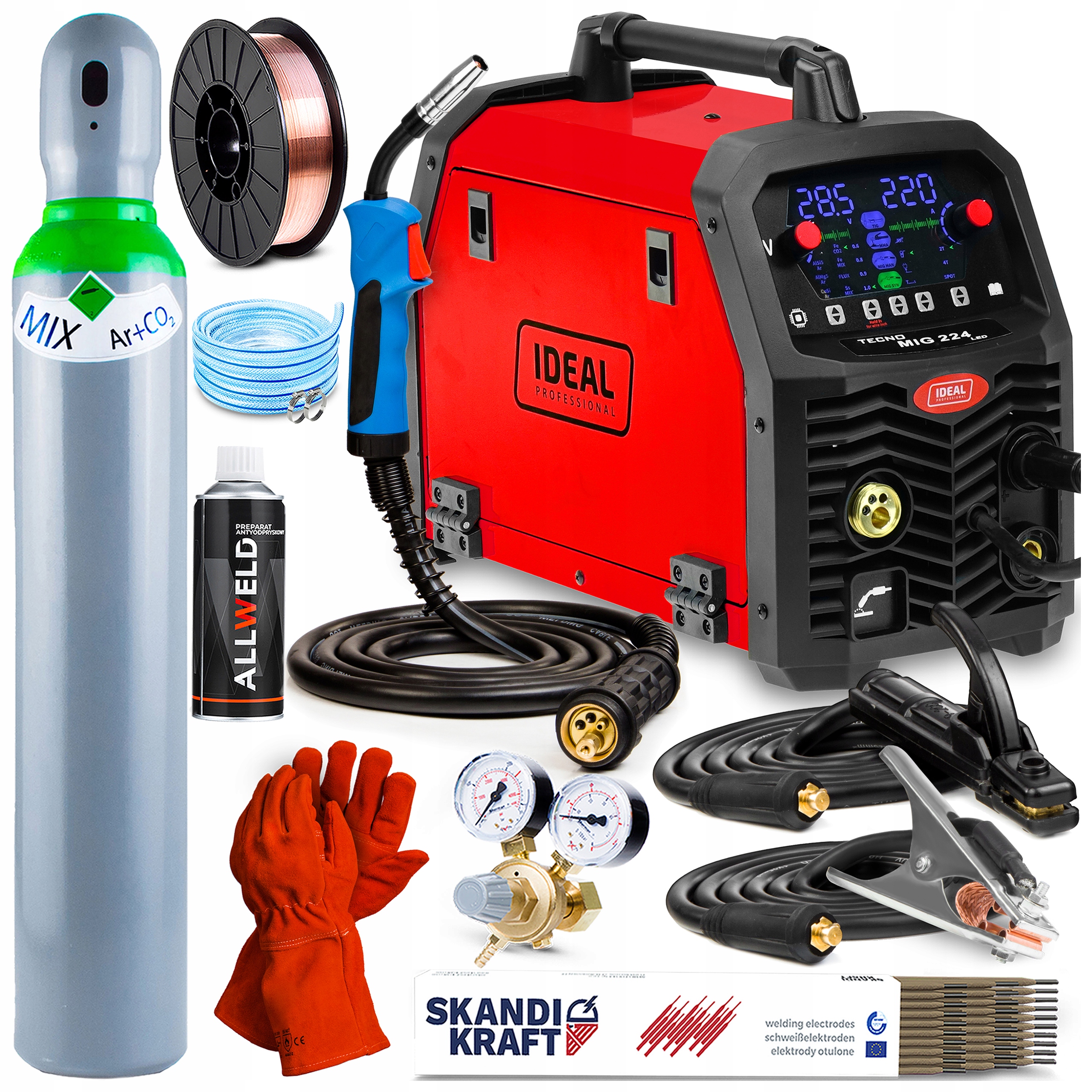 Svářečka Migomat Ideal Tecno Mig 224 Synergic Led 4X4 Mma Tig Hliník 4R